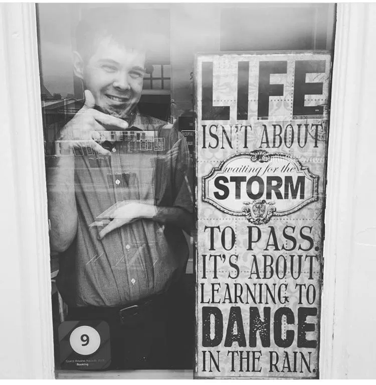 Text overlay in The Beach Hotel