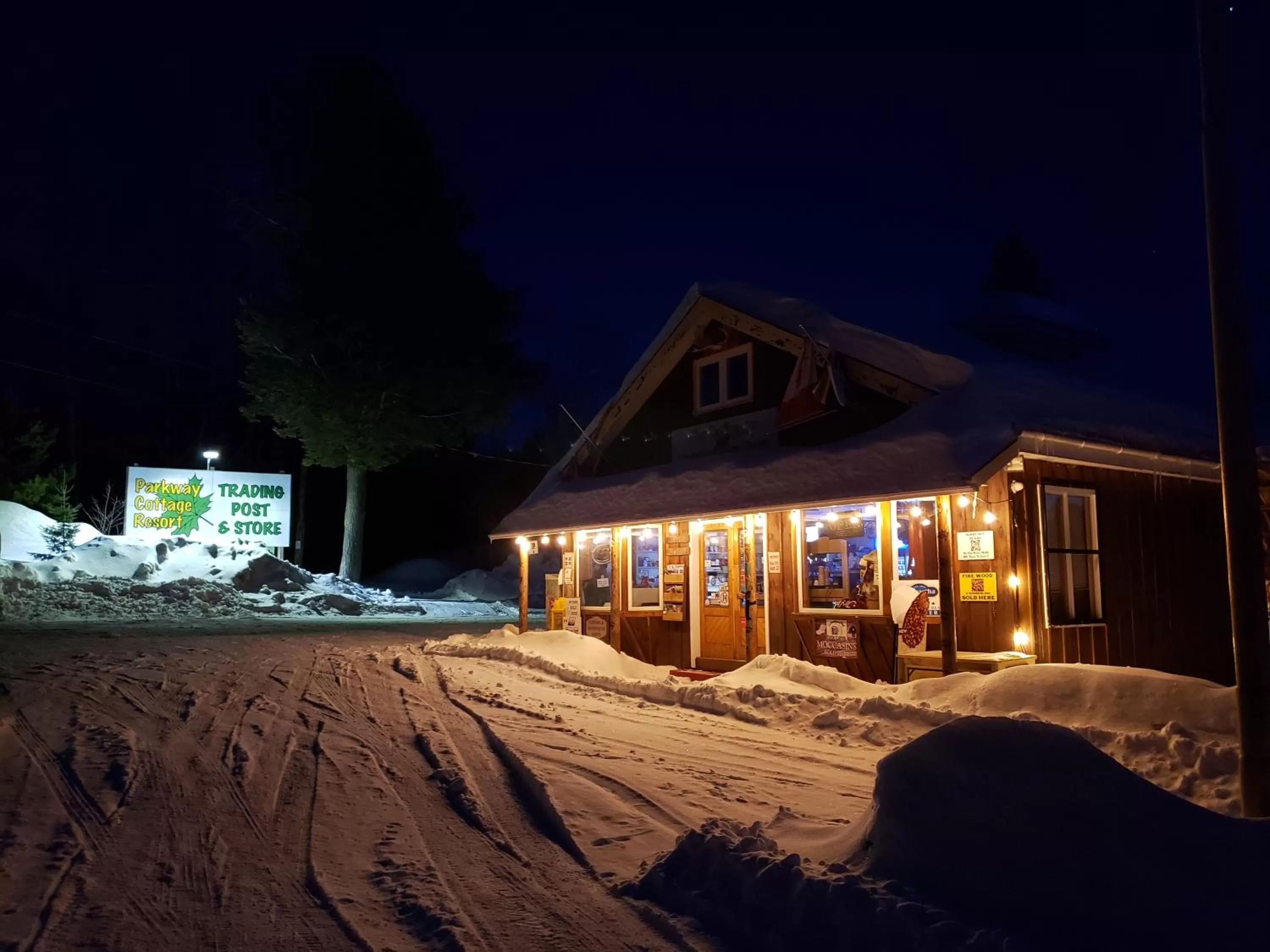 Winter in Parkway Cottage Resort and Trading Post