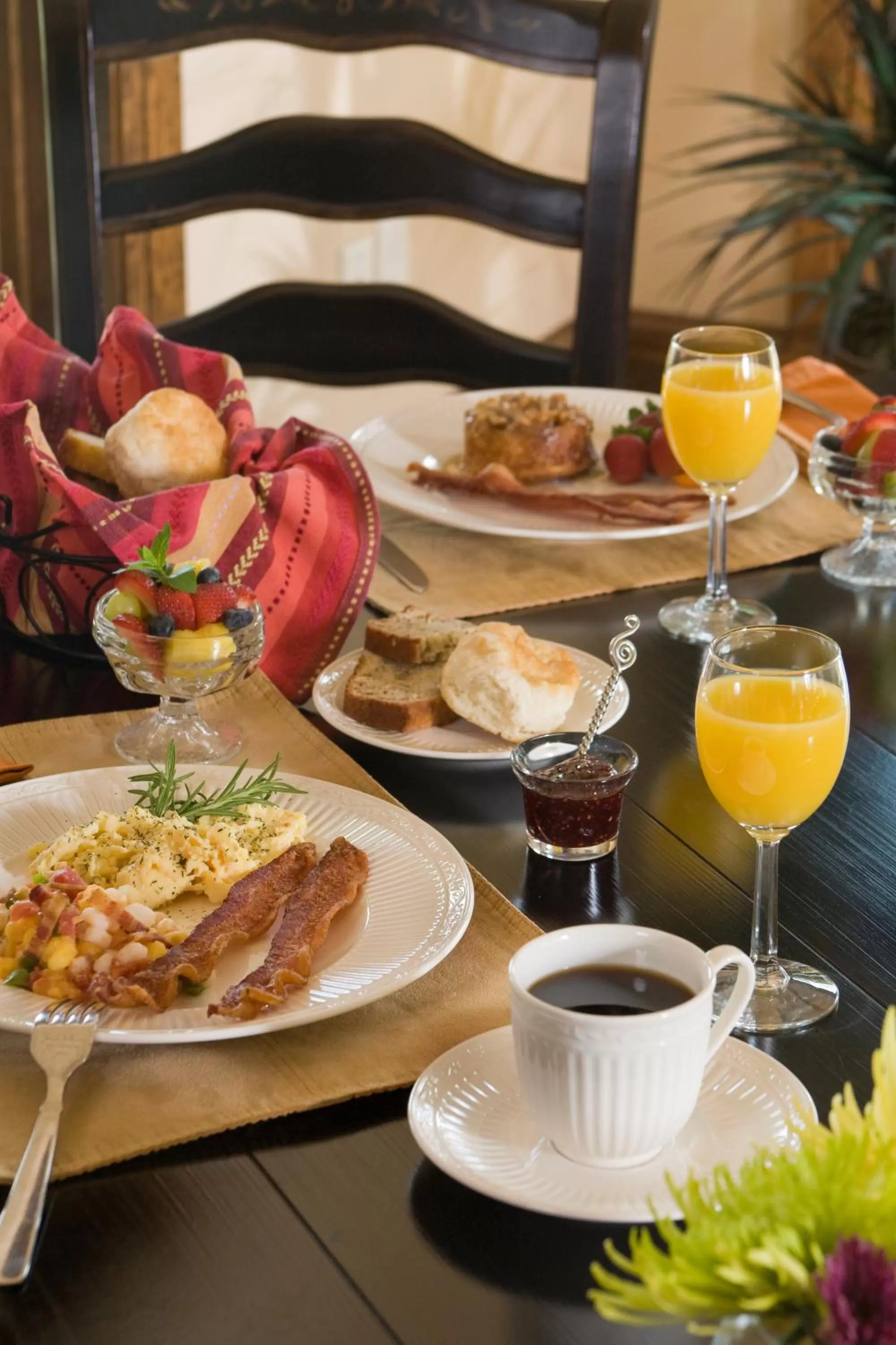 American breakfast in Inn on Lake Granbury a Boutique Hotel