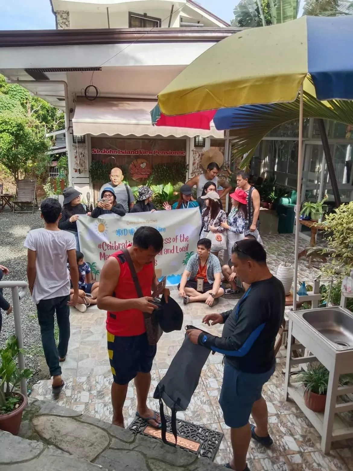 group of guests in St. John Island View Pensionne