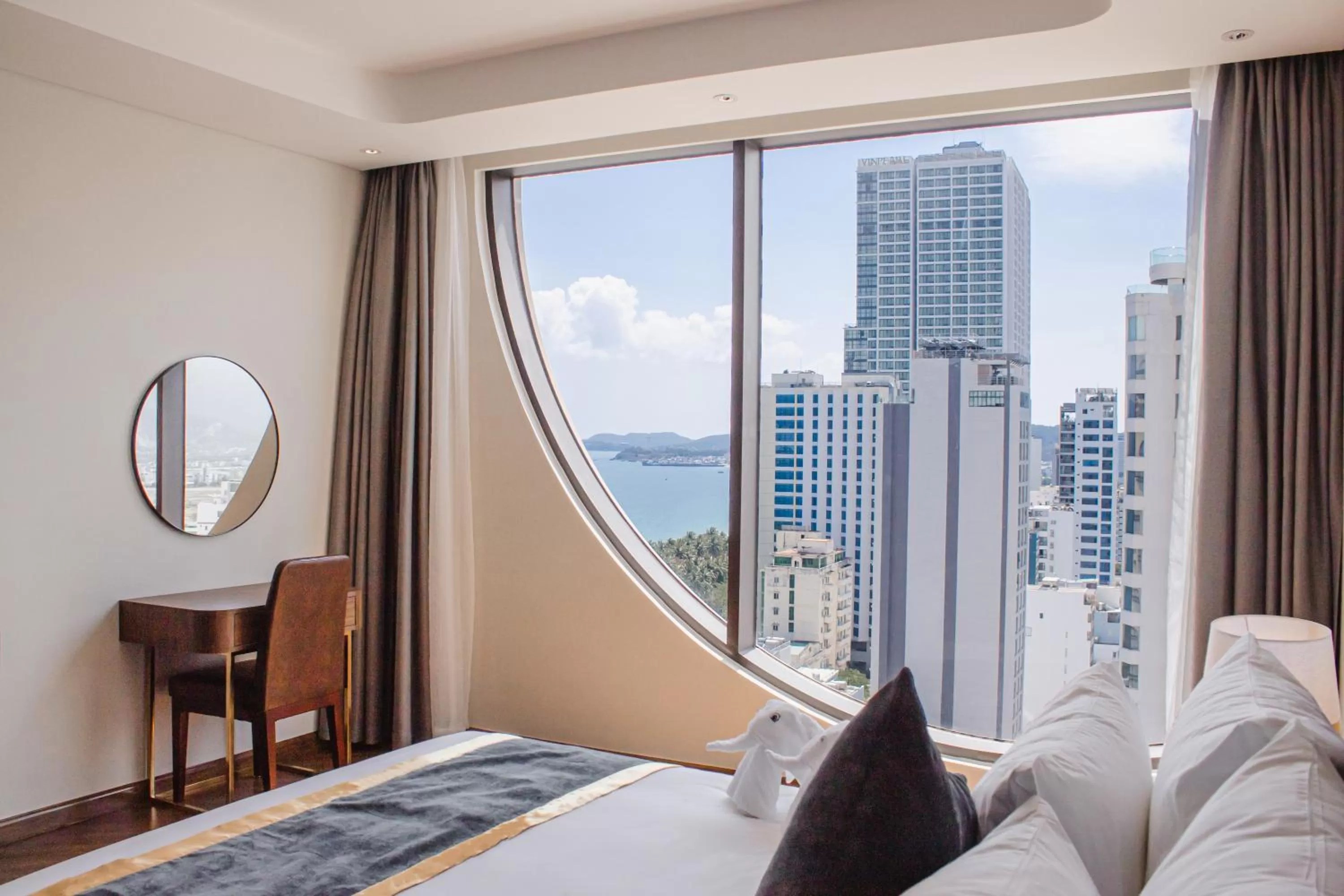 View (from property/room), Bed in Grand Tourane Nha Trang Hotel