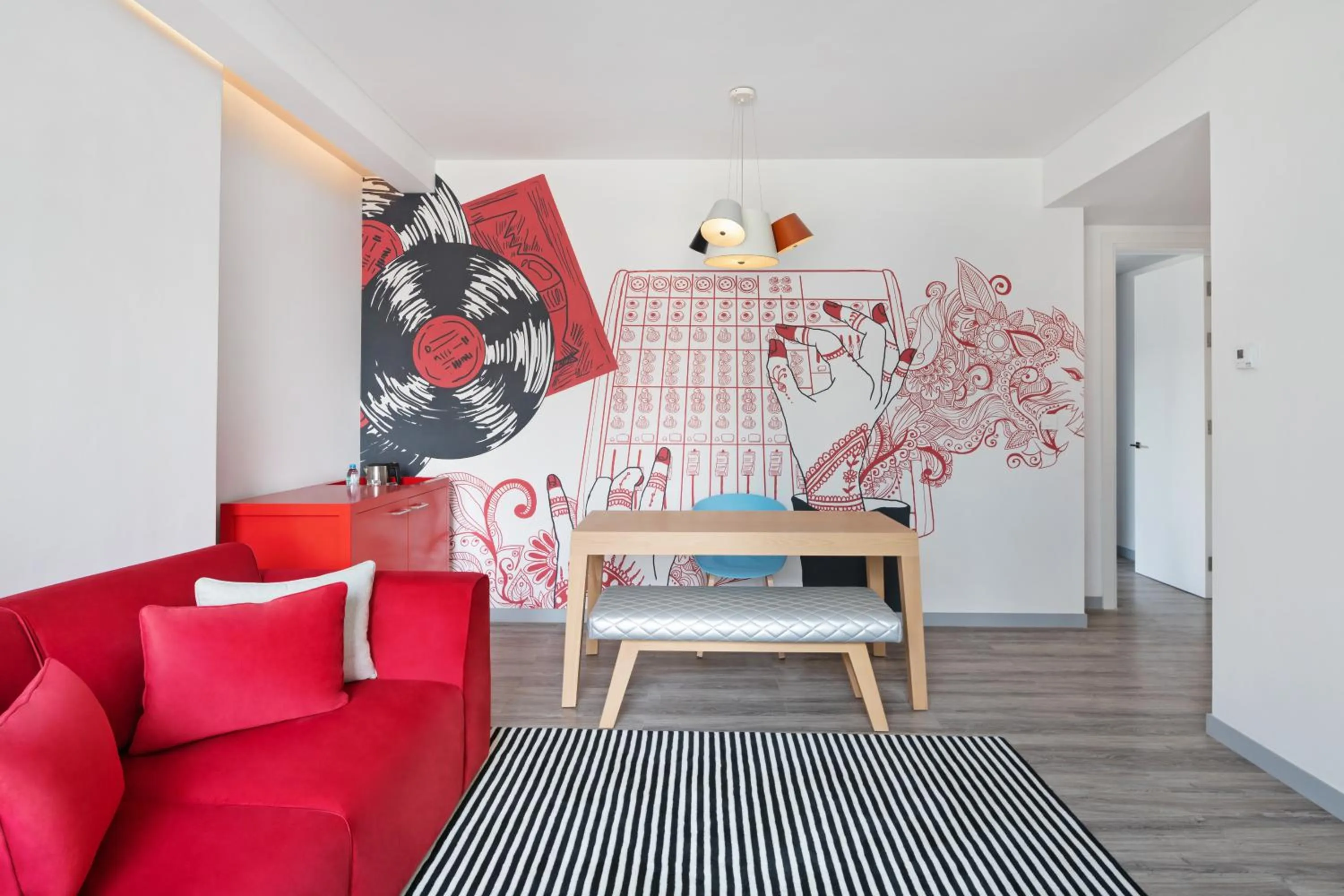 Living room in Radisson RED Dubai Silicon Oasis