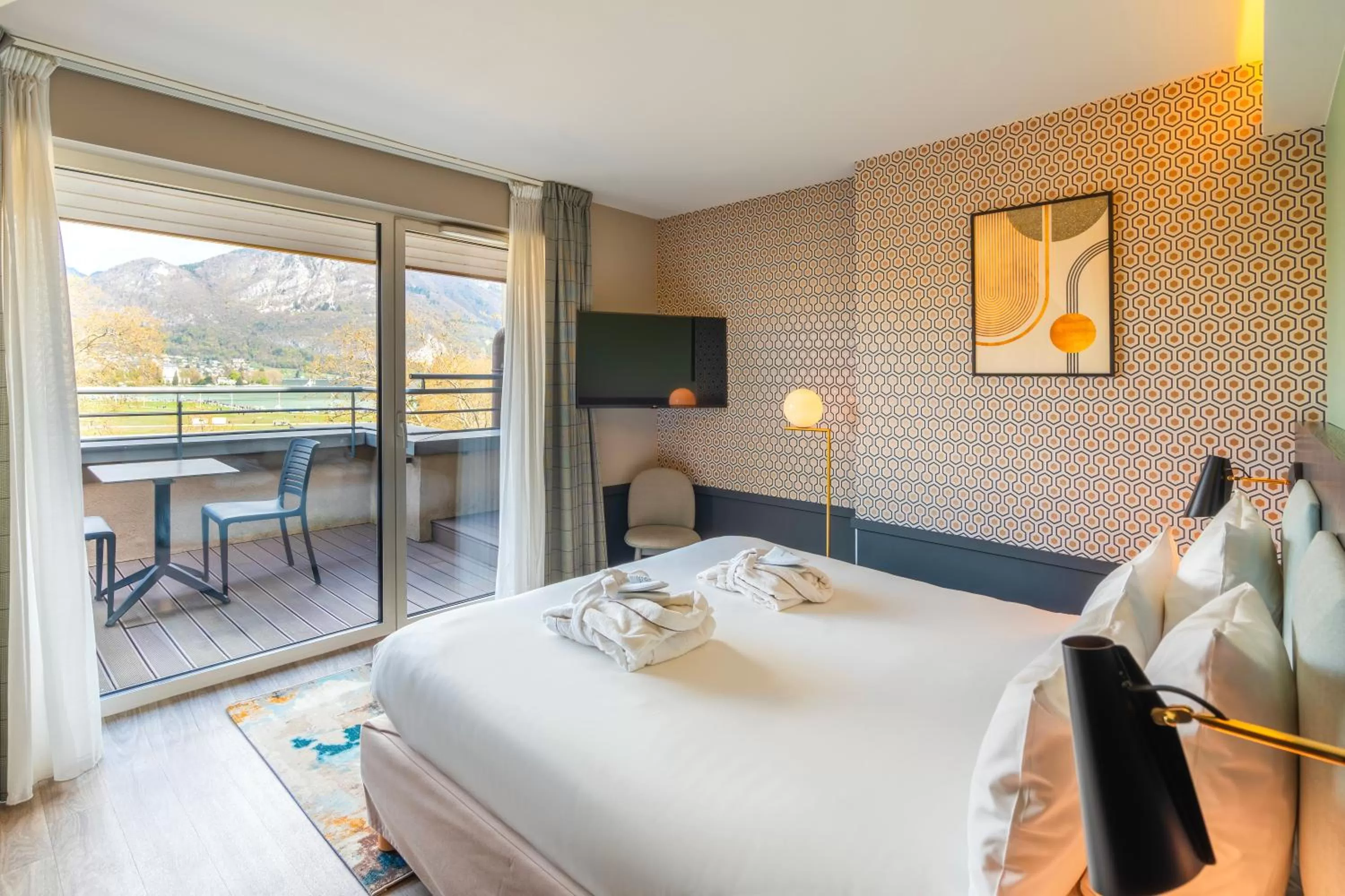 Bedroom, Bed in Le Splendid Hotel Lac D'Annecy - Handwritten Collection