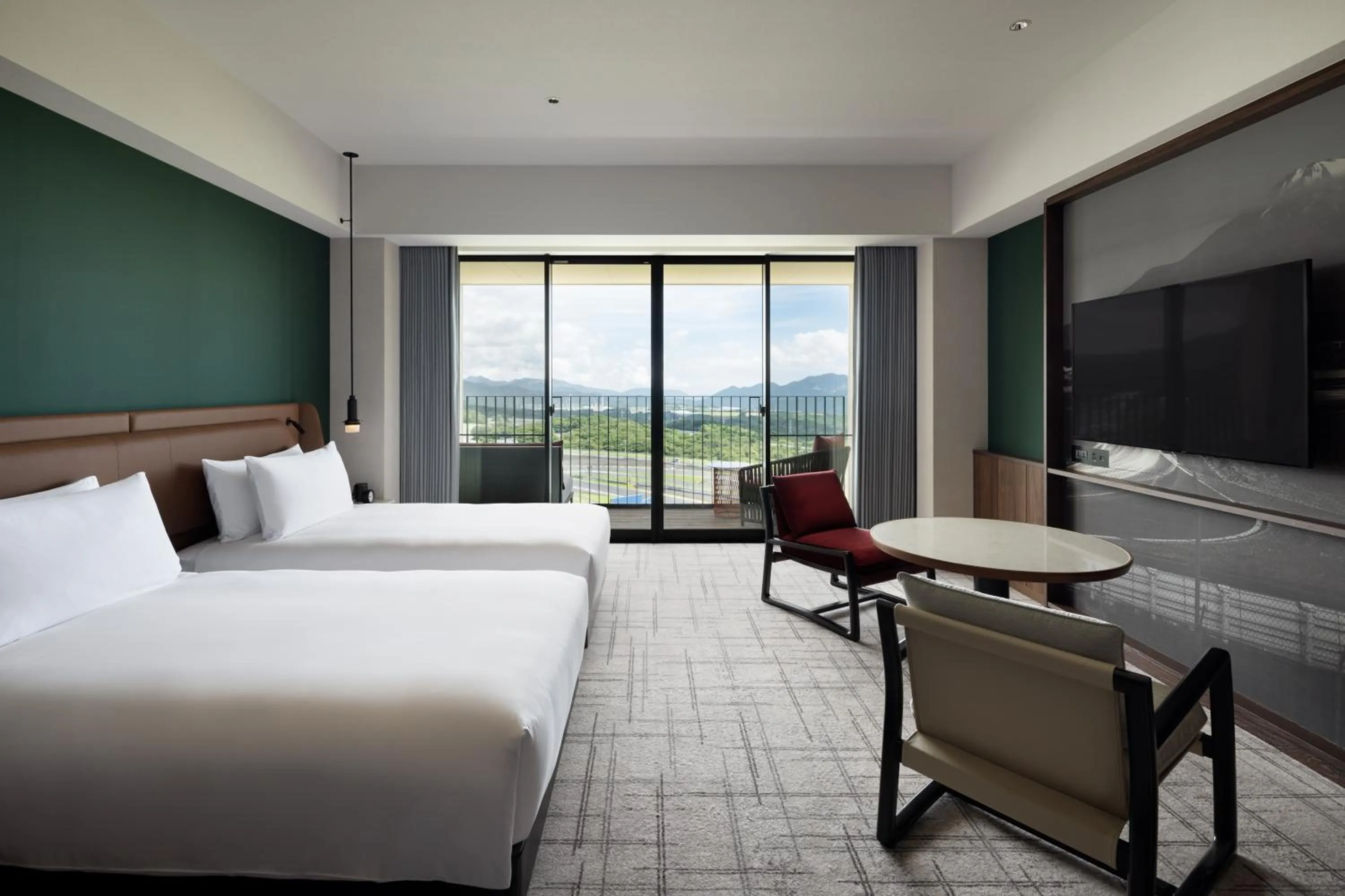Balcony/Terrace, Bed in Fuji Speedway Hotel, in The Unbound Collection by Hyatt