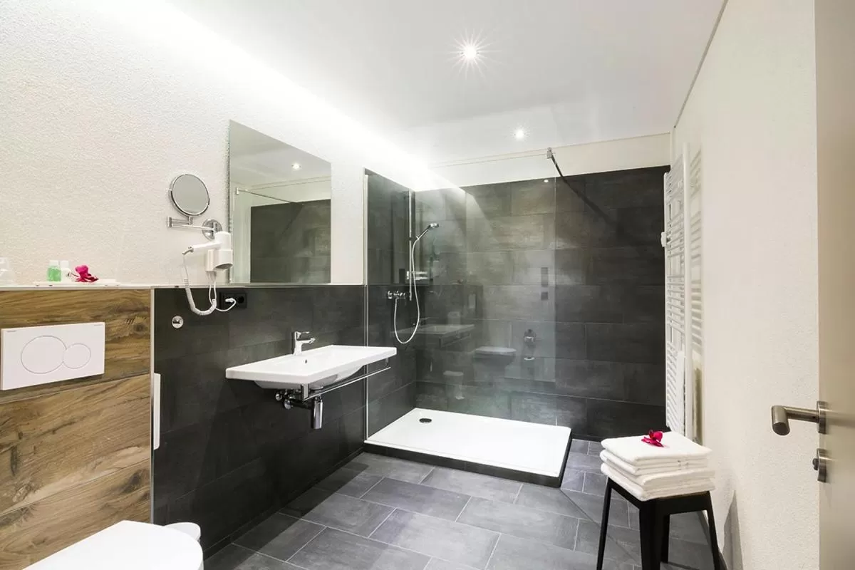 Shower, Bathroom in Bahnhof-Erzingen, hotel, coffee & more