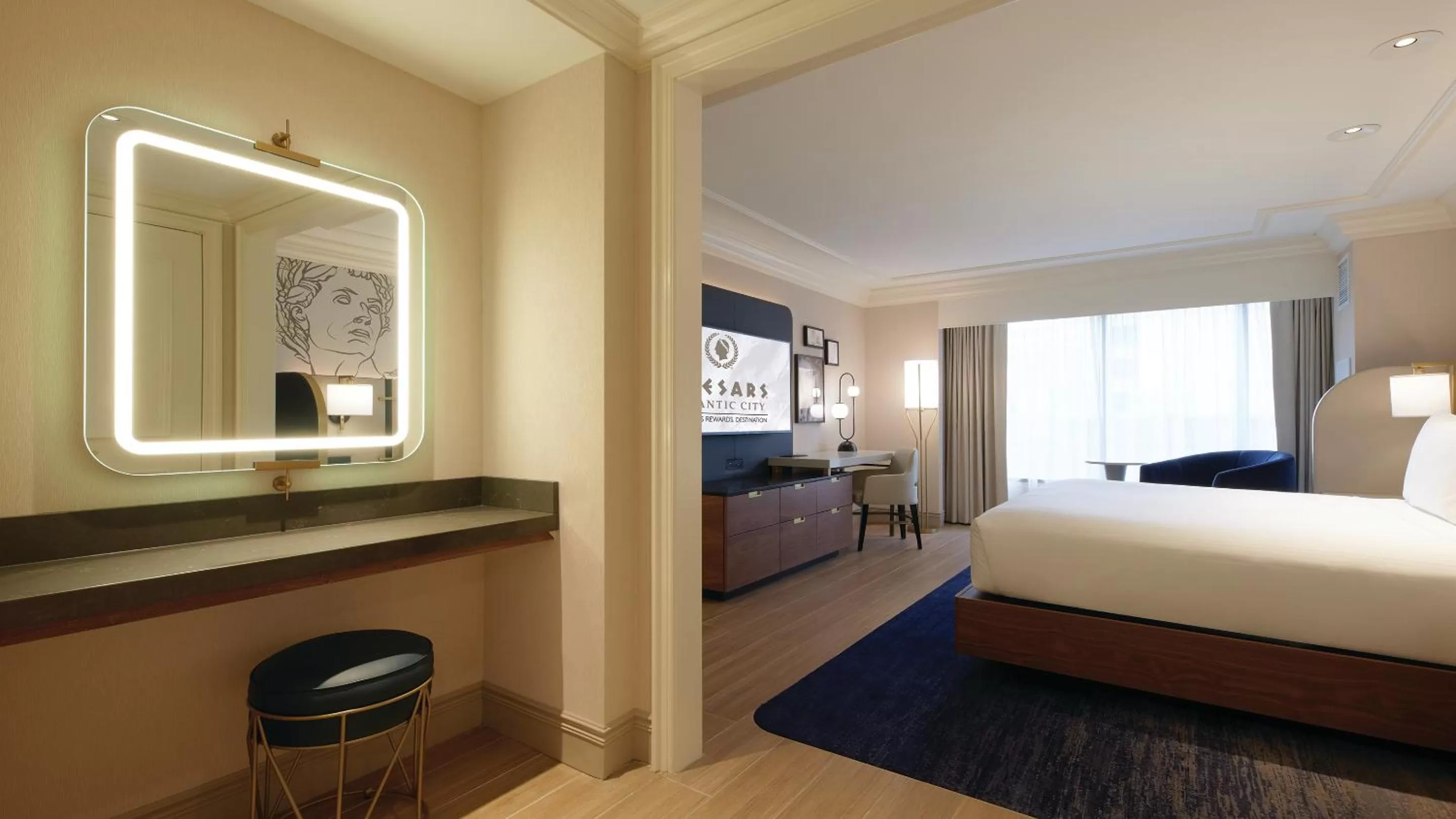 Bed in Caesars Atlantic City, A Caesars Destination