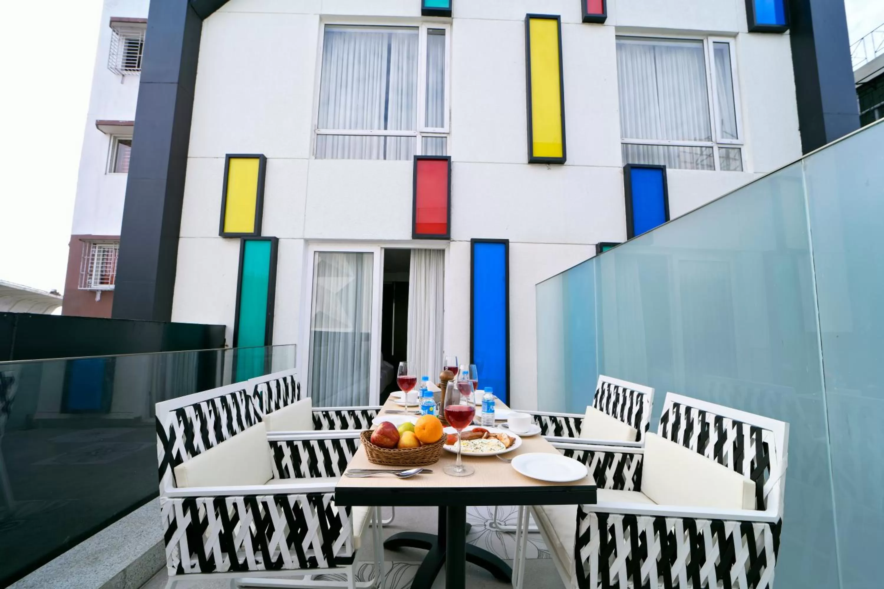 Seating area in NX HOTEL