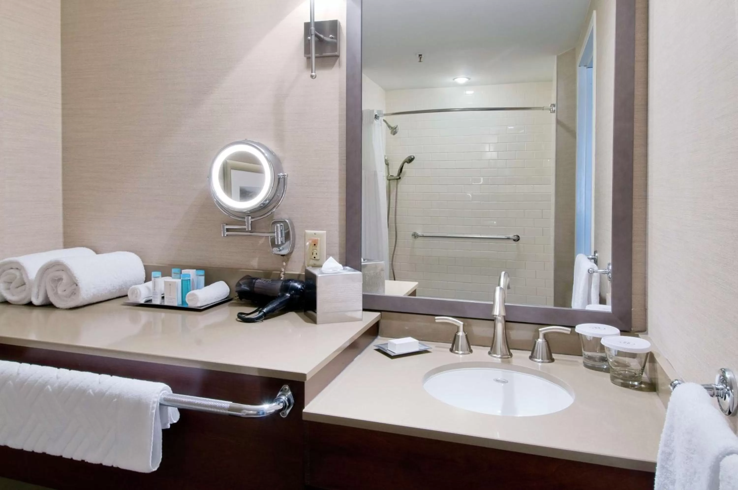 Bathroom, Bed in Hilton Saint John