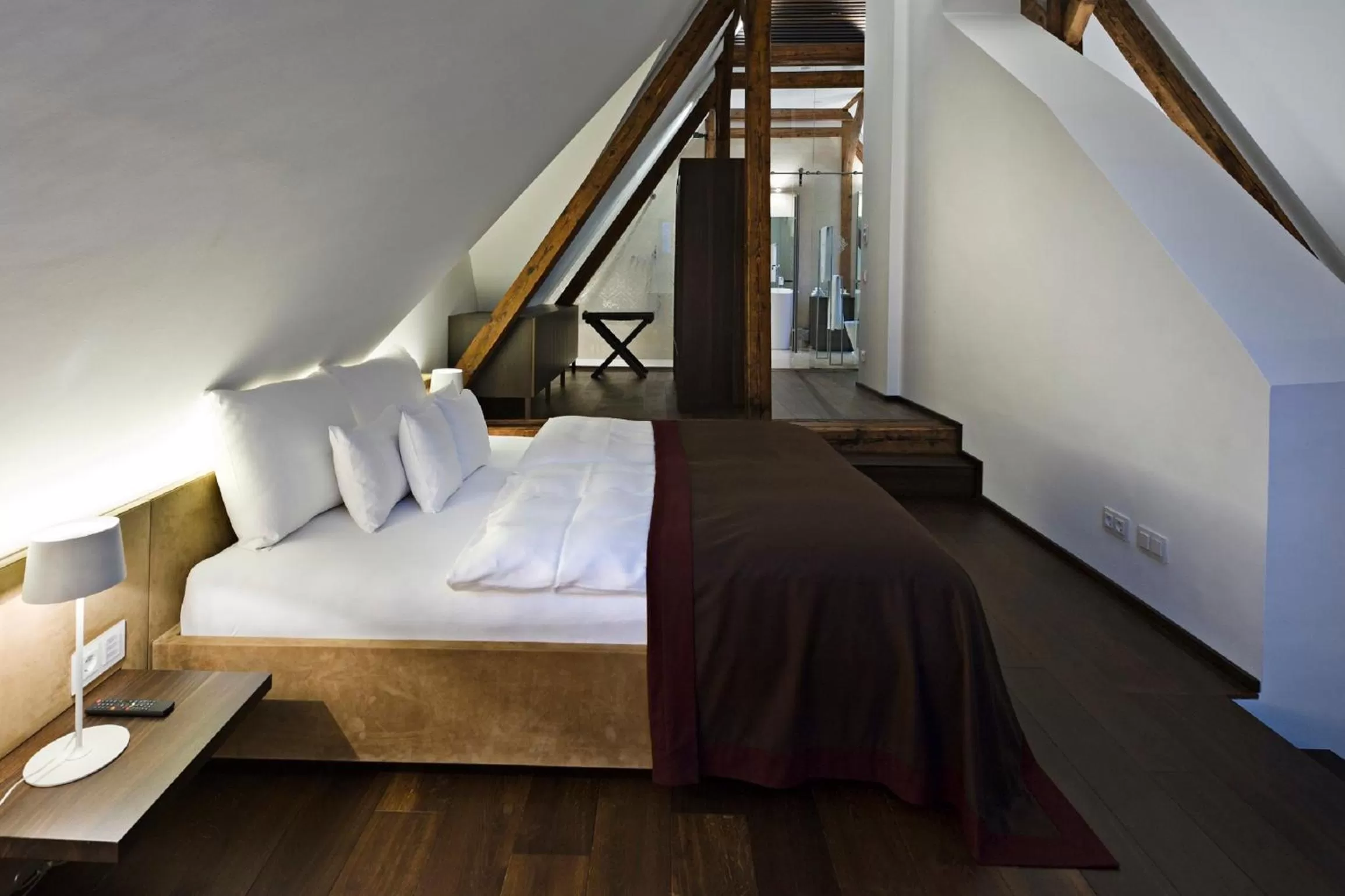 Bathroom, Bed in Hotel Steirerschlössl