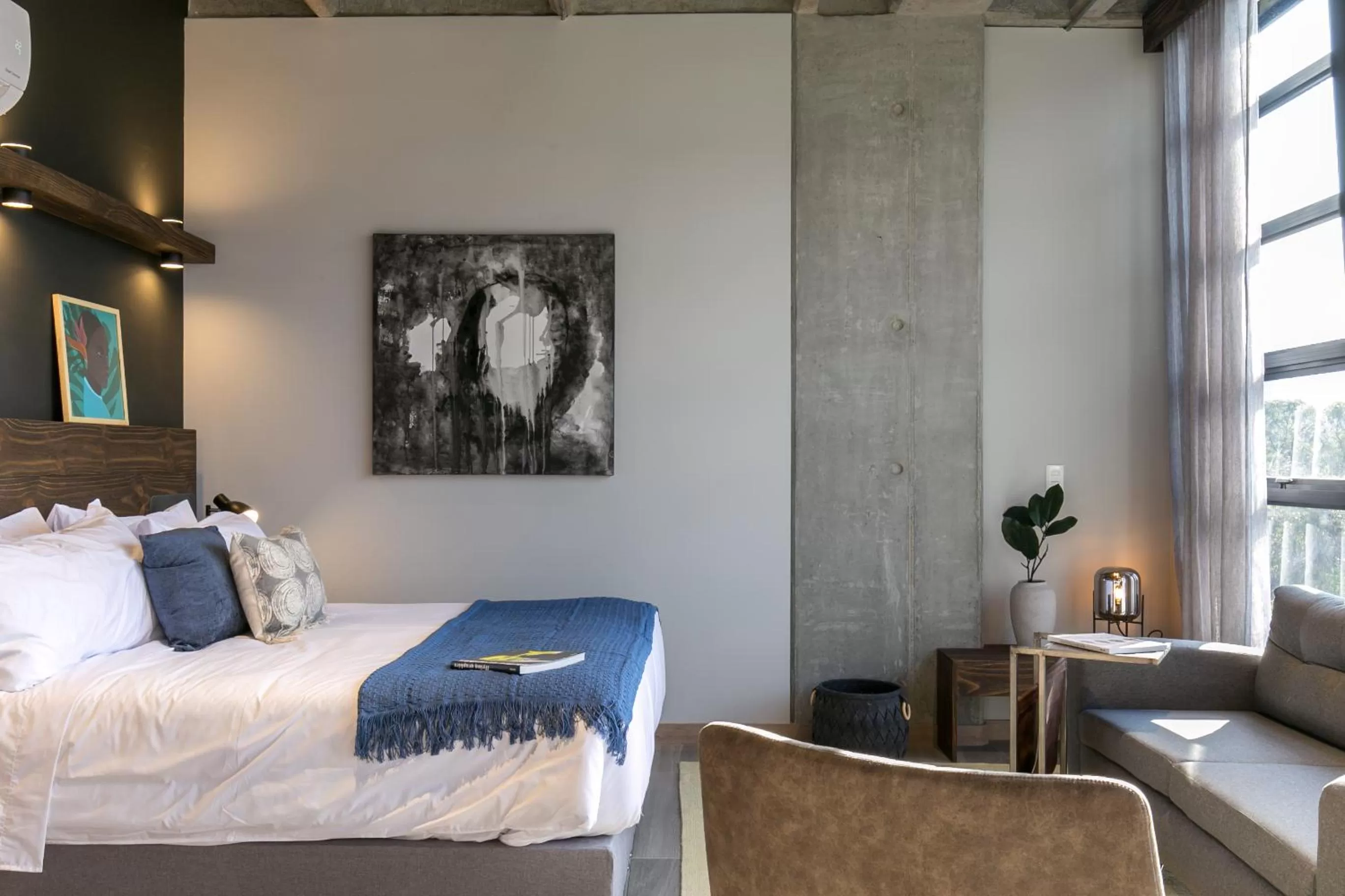 Bed in Factory Lofts Hotel