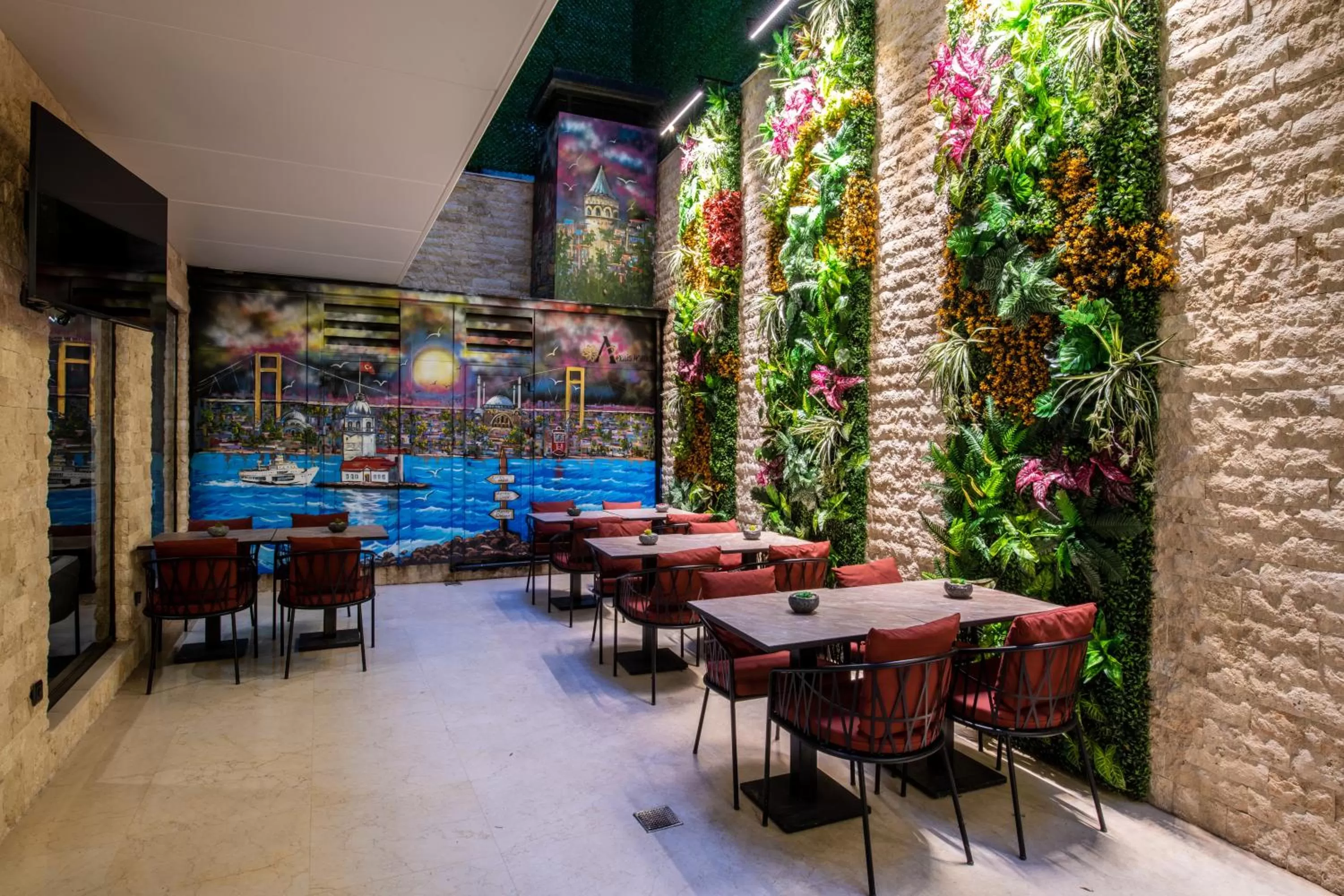 Inner courtyard view in Aprilis Deluxe Hotel