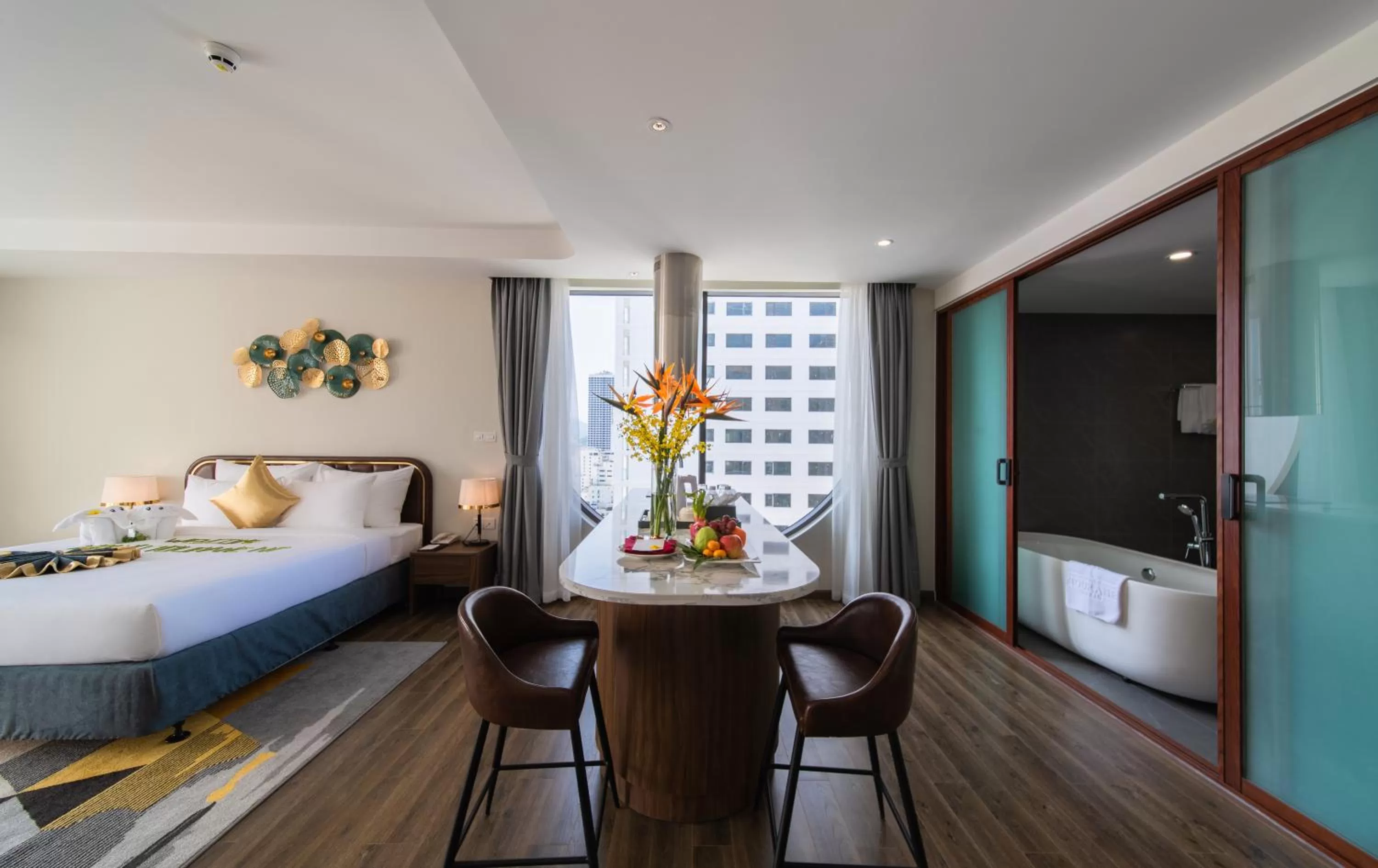 View (from property/room), Bed in Grand Tourane Nha Trang Hotel