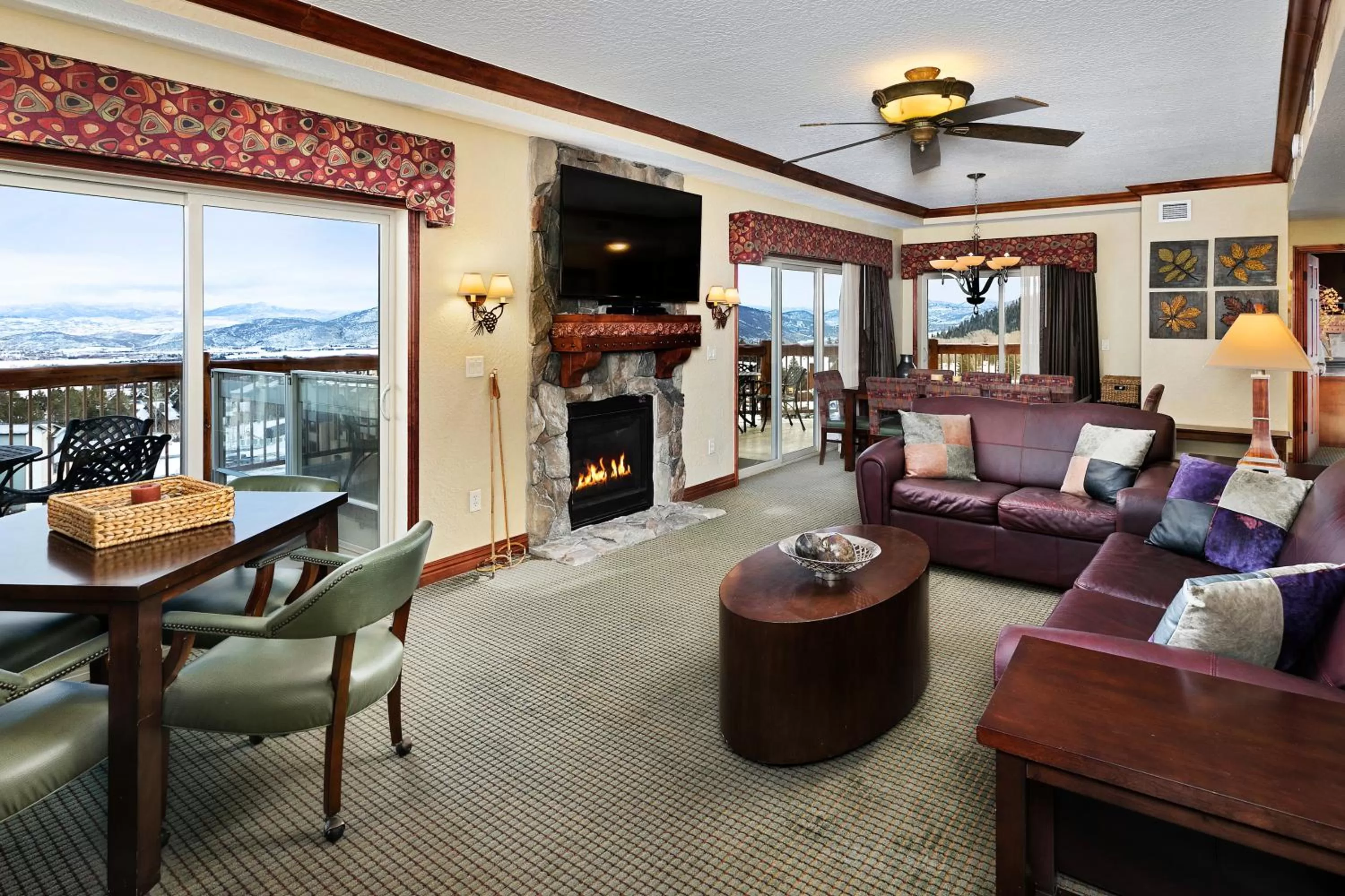 Living room in Condos at Canyons Resort by White Pines