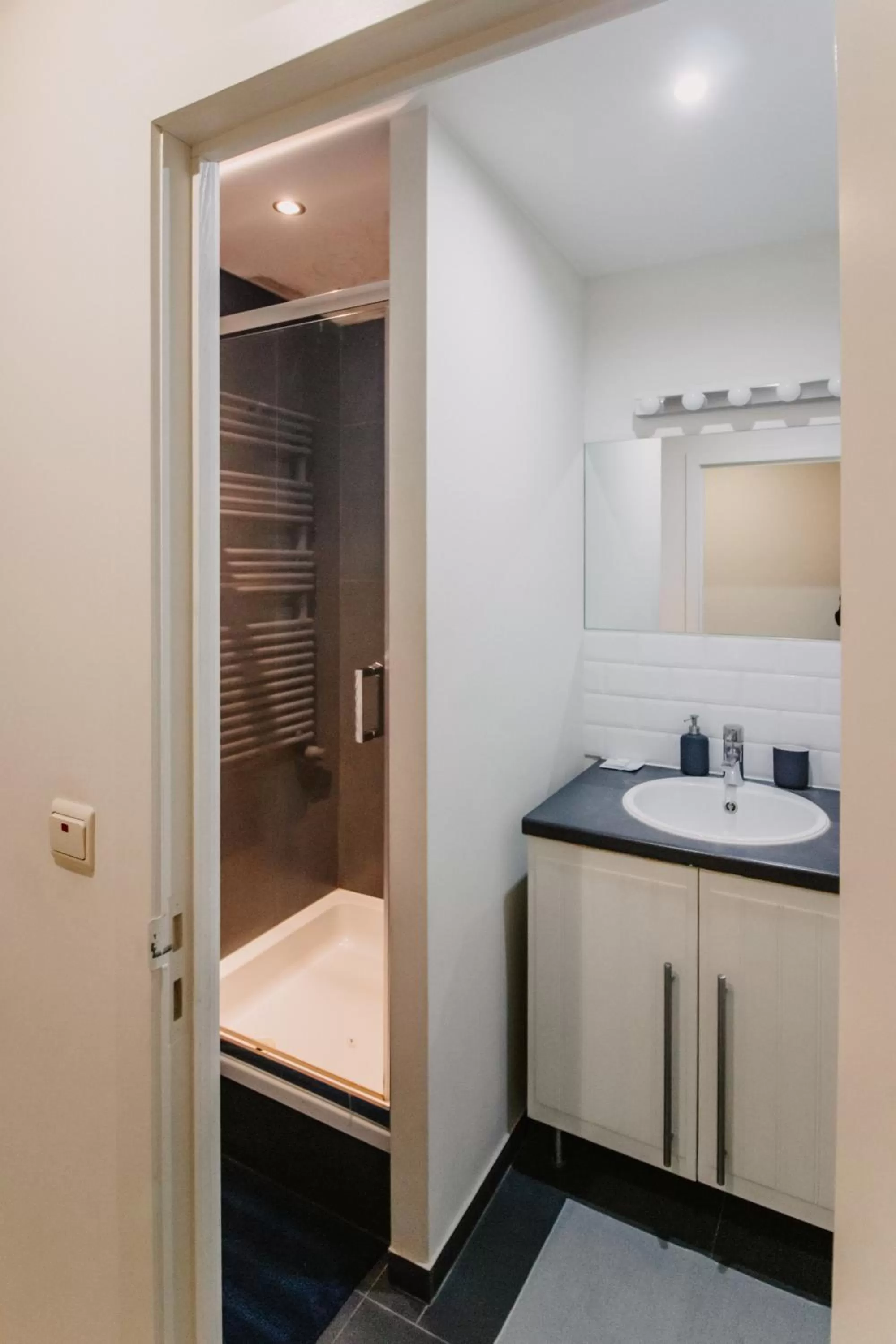 Bathroom, Bed in Central and Cozy in Brussels