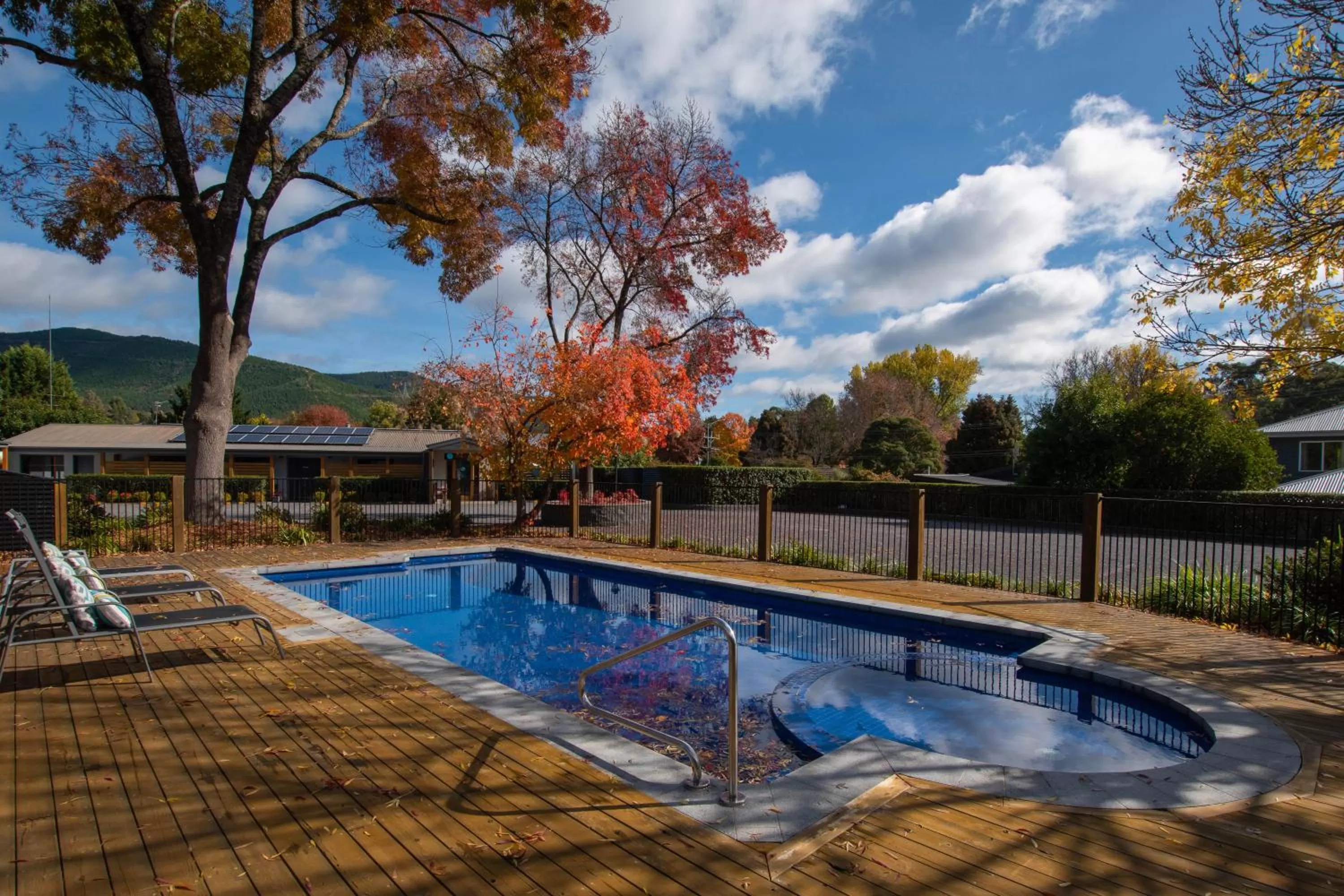 Autumn, Swimming Pool in Bright Colonial Motel