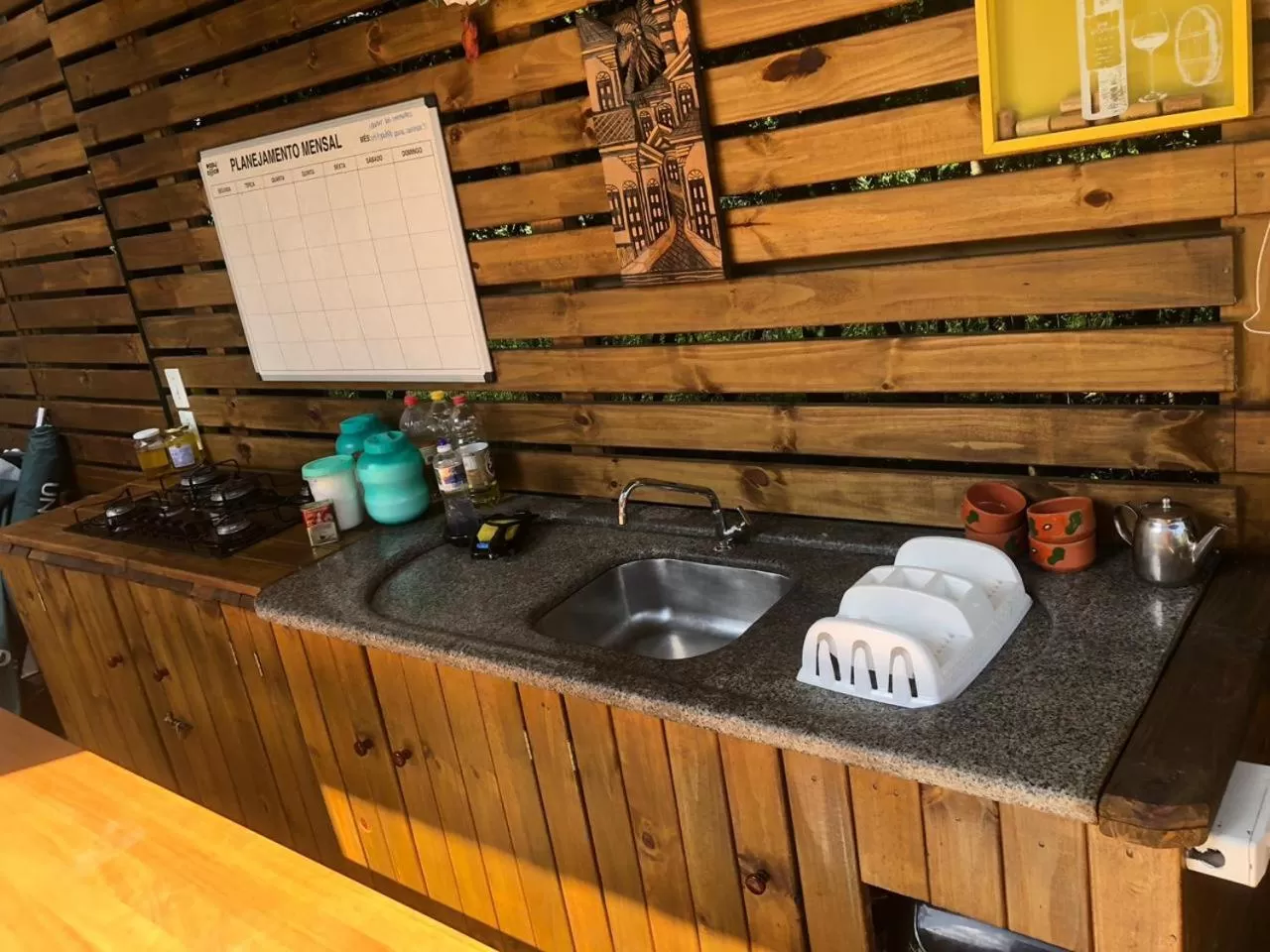 Communal kitchen in Pousada Ondas de Floripa