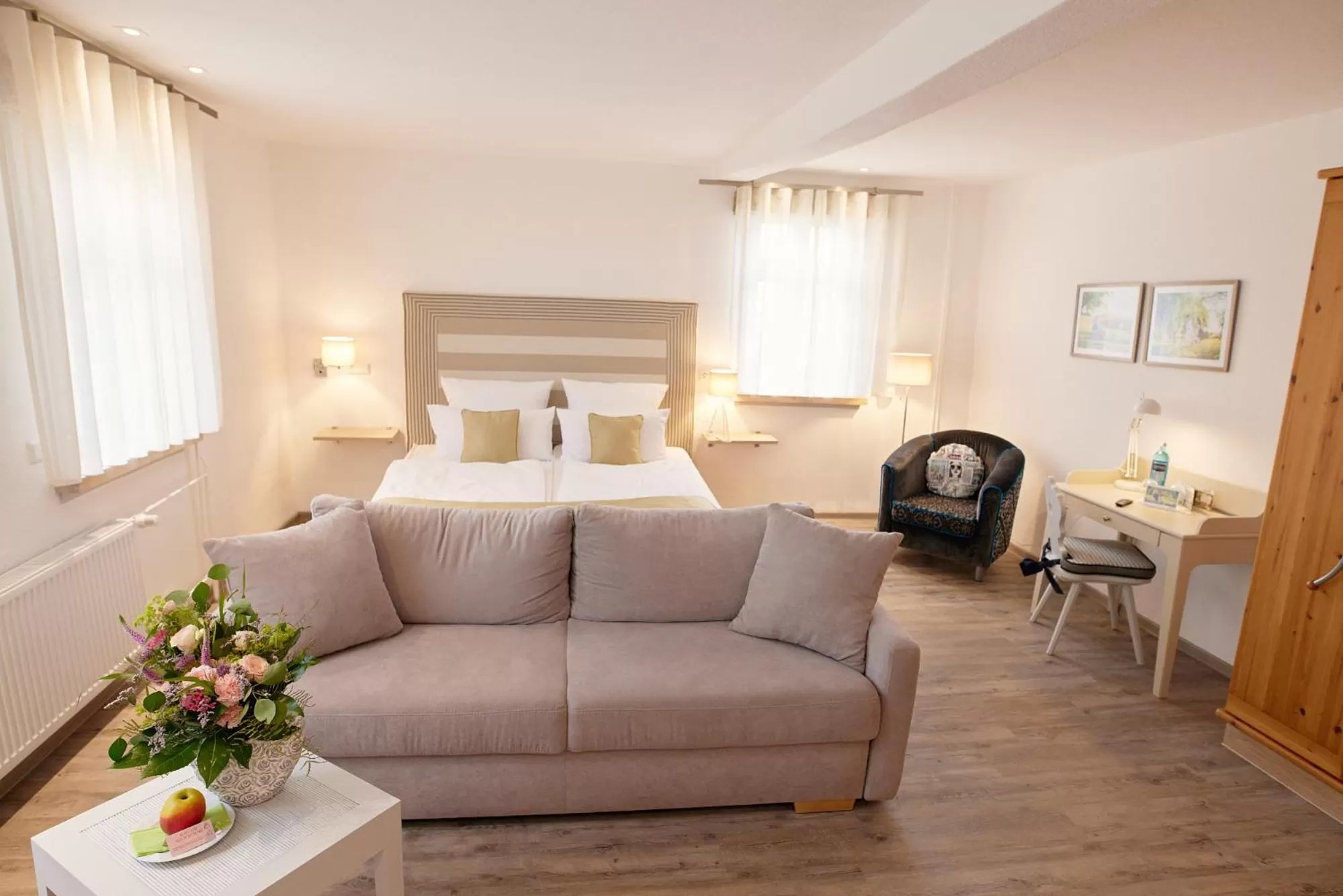 Seating area, Bed in Hotel Landgraf