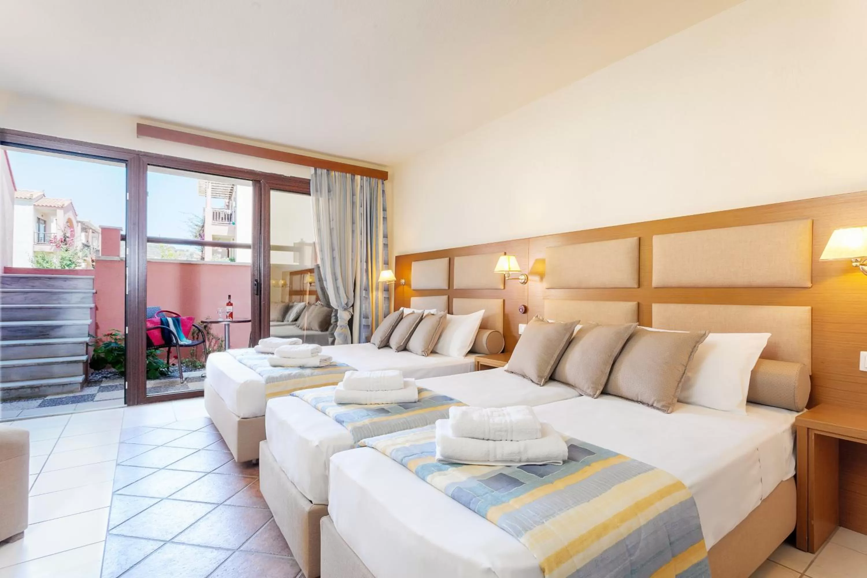 Bed in Rigas Hotel Skopelos