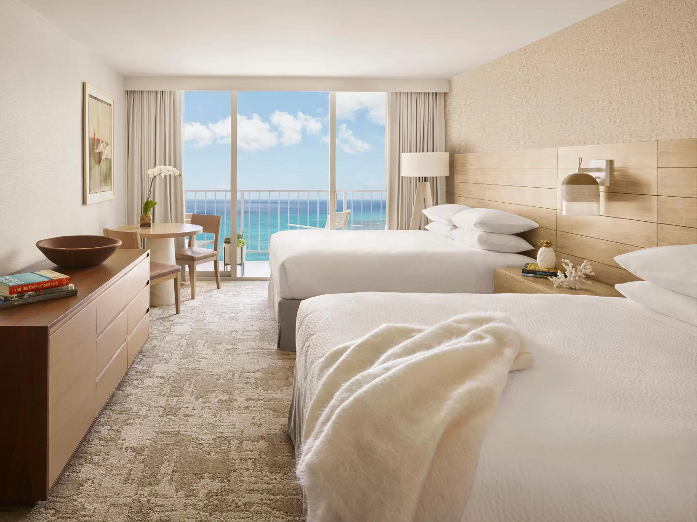 Two Queen Beds and Premier Ocean Front View in 'Alohilani Resort Waikiki Beach