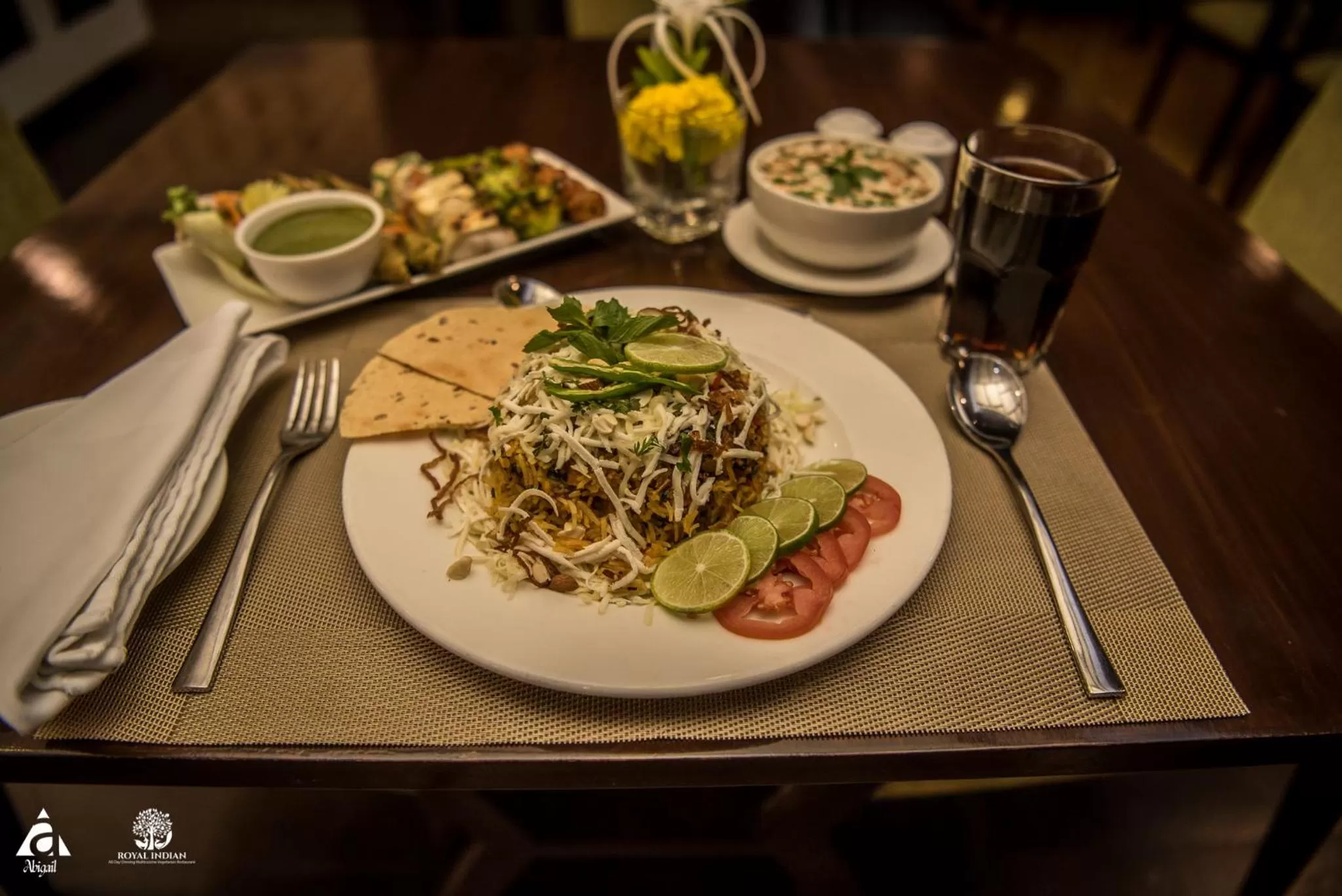 Food and drinks in Hotel Abigail Goradia's