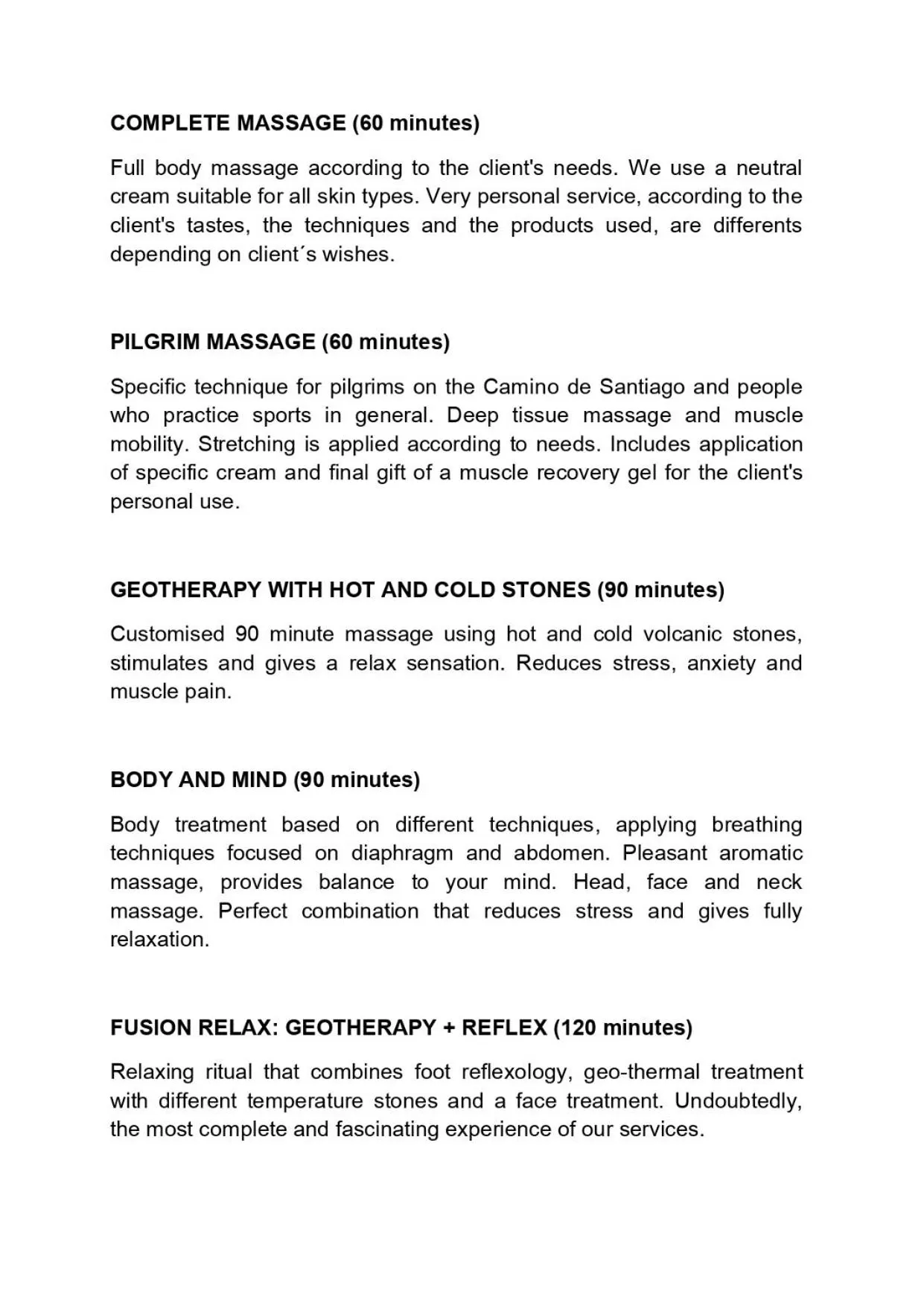 Massage in Eurostars Araguaney