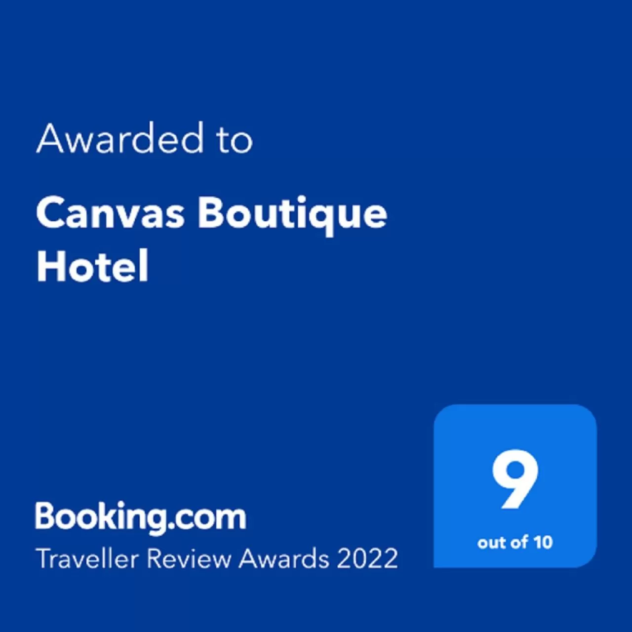 Certificate/Award in Canvas Boutique Hotel