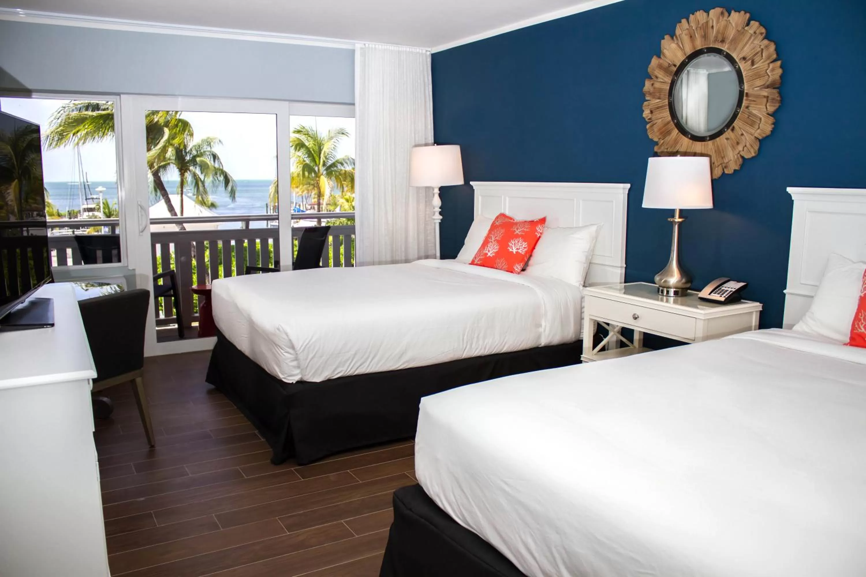 Ocean Marina View Two Queens Balcony  in Banana Bay Resort & Marina