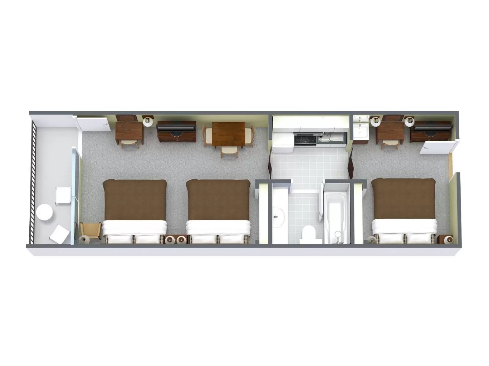 2 Bedroom Oceanfront Efficiency (Suite) with 3 Queen Beds - A2 in Holiday Sands North "On the Boardwalk"