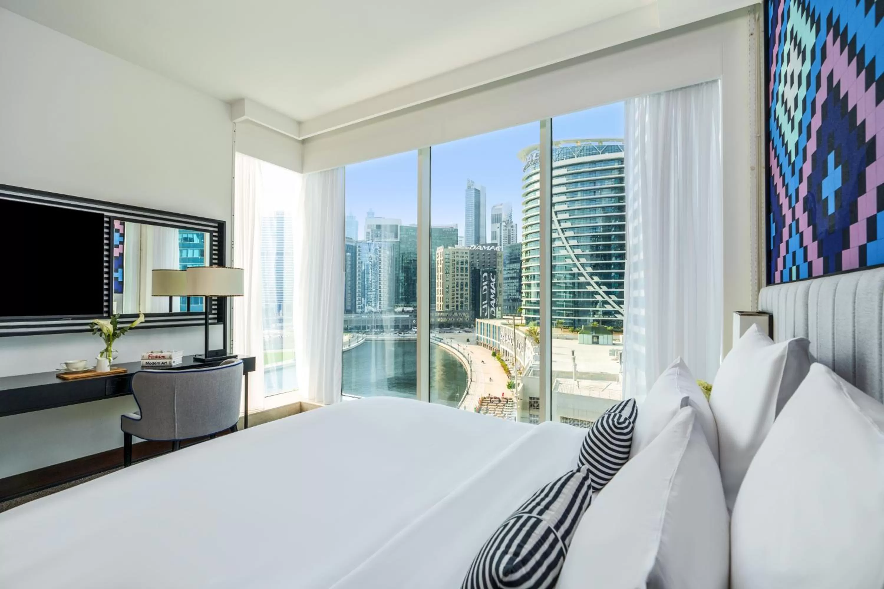 View (from property/room), Bed in Pullman Dubai Downtown