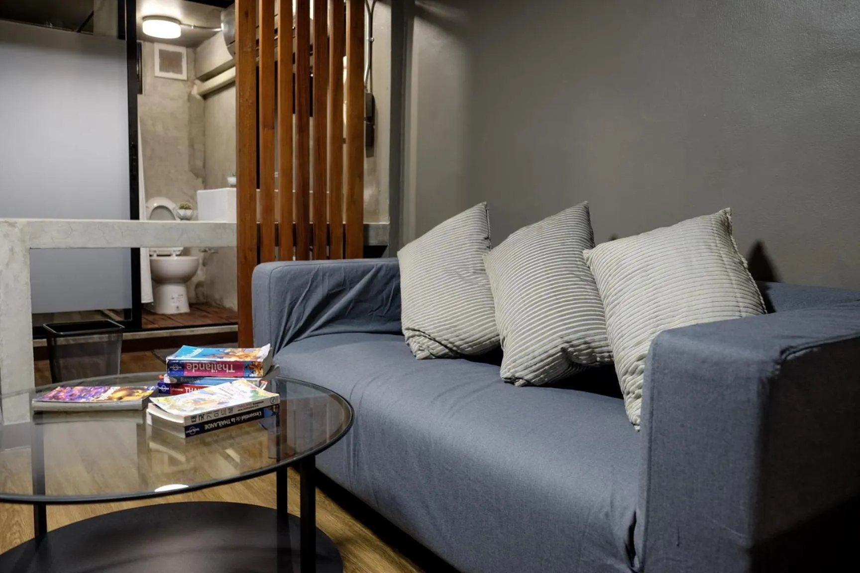 Seating area in In a Box Hostel