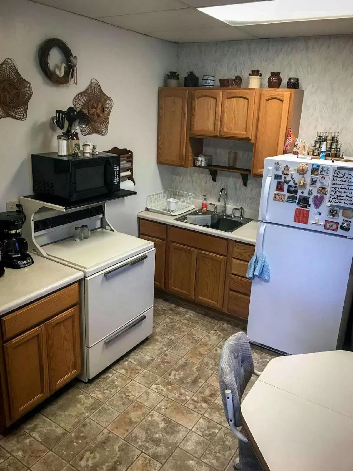 kitchen in Quiet upstairs studio close to town 420 friendly