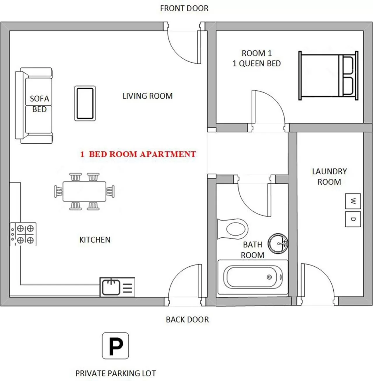 Food in 1 or 3 Bedroom Apartment with Full Kitchen