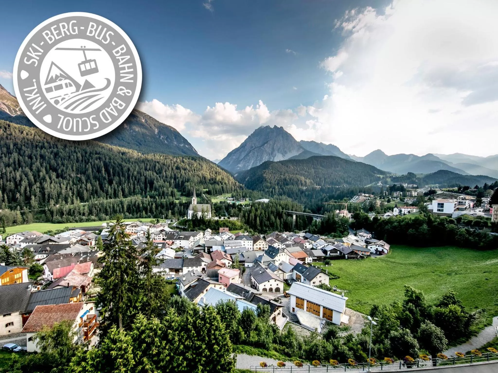 Summer, Bird's-eye View in Hotel Belvedere Scuol