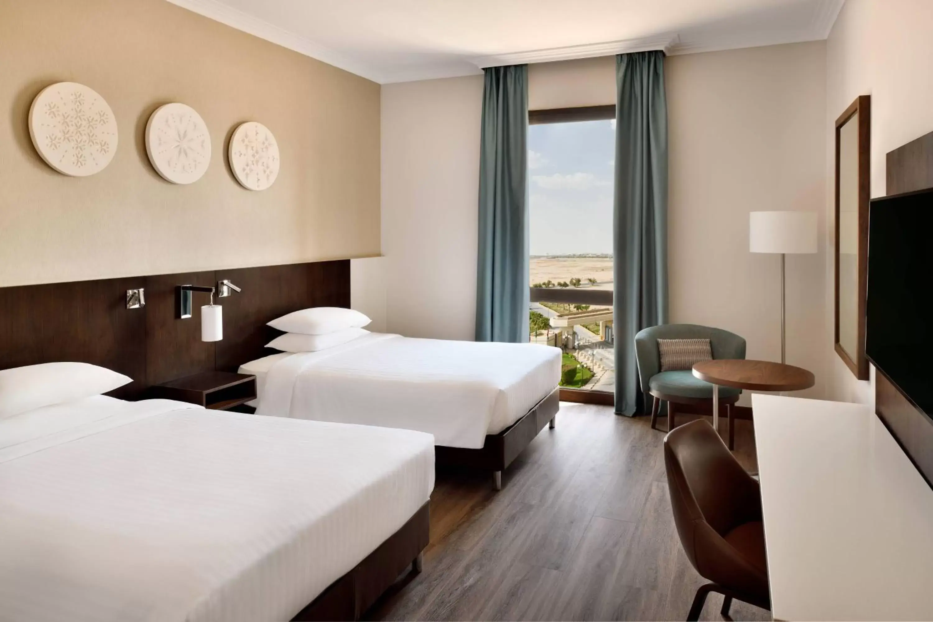 Executive room with two double beds and courtyard view in Riyadh Airport Marriott Hotel Executive room with two double beds and courtyard view in Riyadh Airport Marriott Hotel