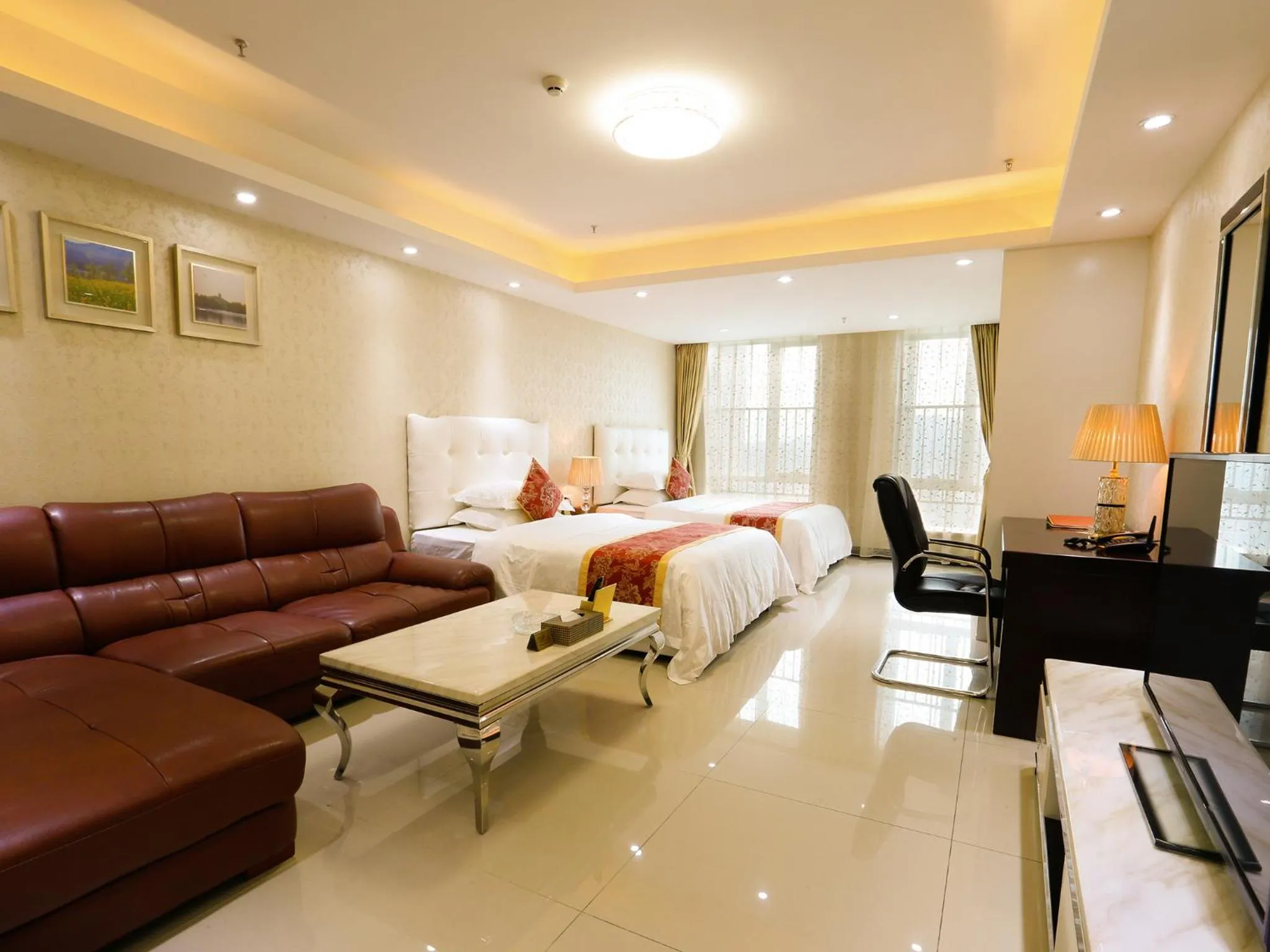 Living room, Bed in Guangzhou Pengman Apartment Zhengjia Huanshi Branch