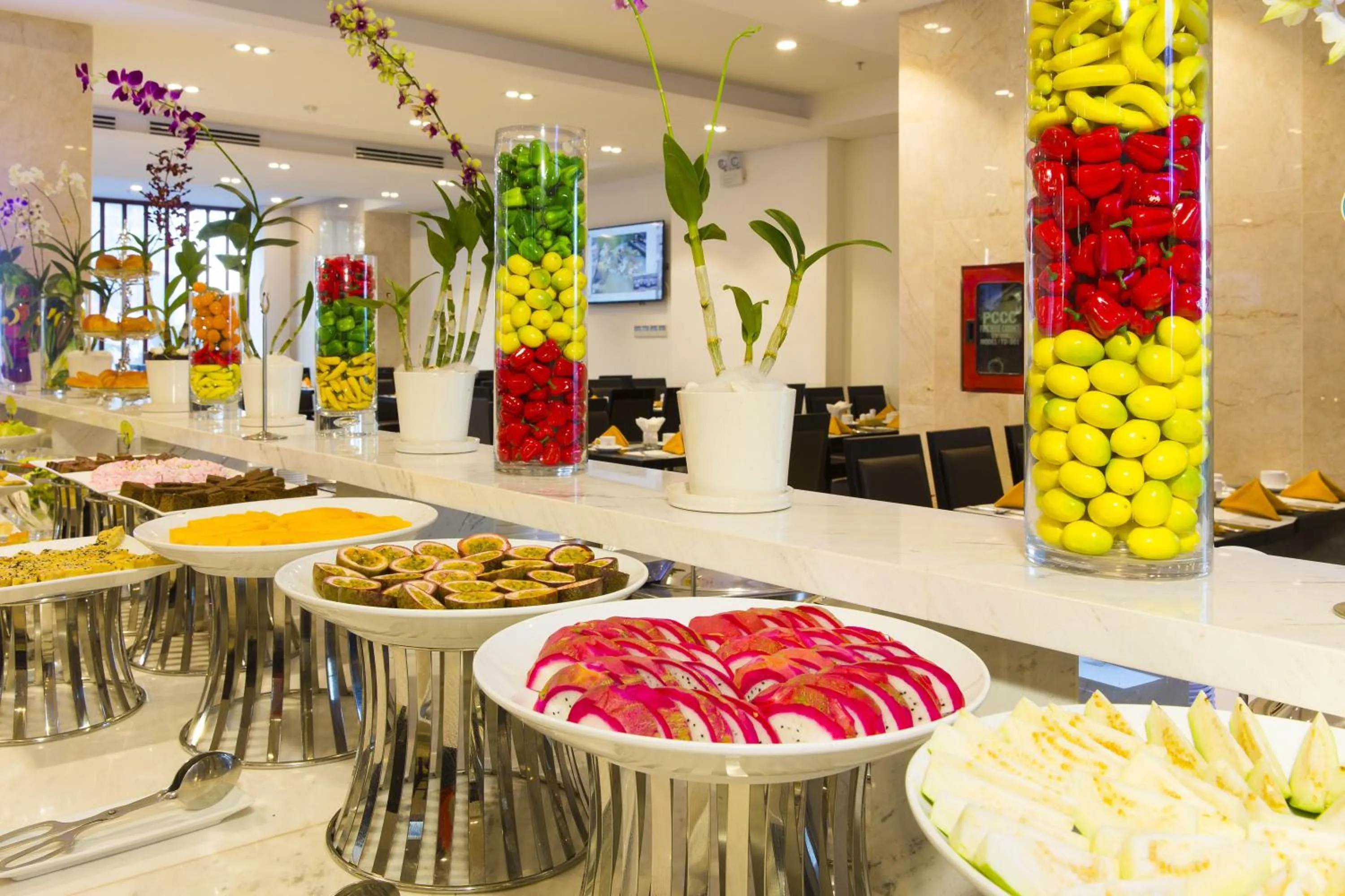 Buffet breakfast in Dendro Gold Hotel