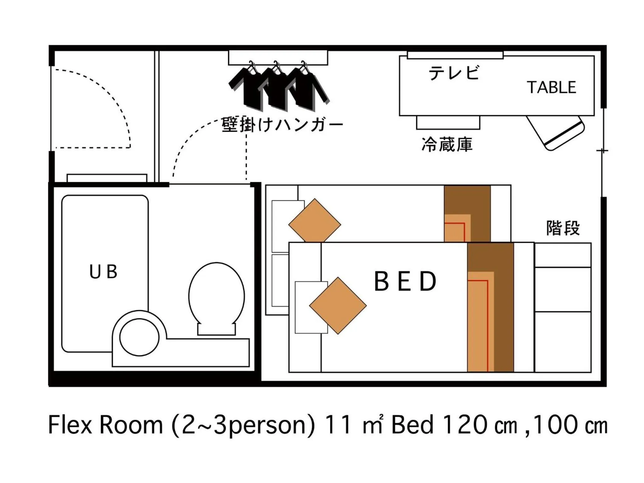 Floor plan, Bed in Hotel Areaone Kitaibaraki