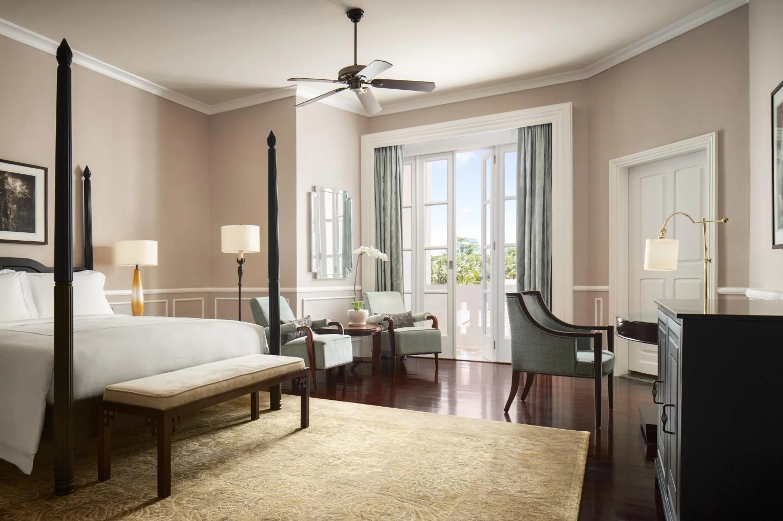 View (from property/room), Bed in Raffles Grand Hotel d'Angkor