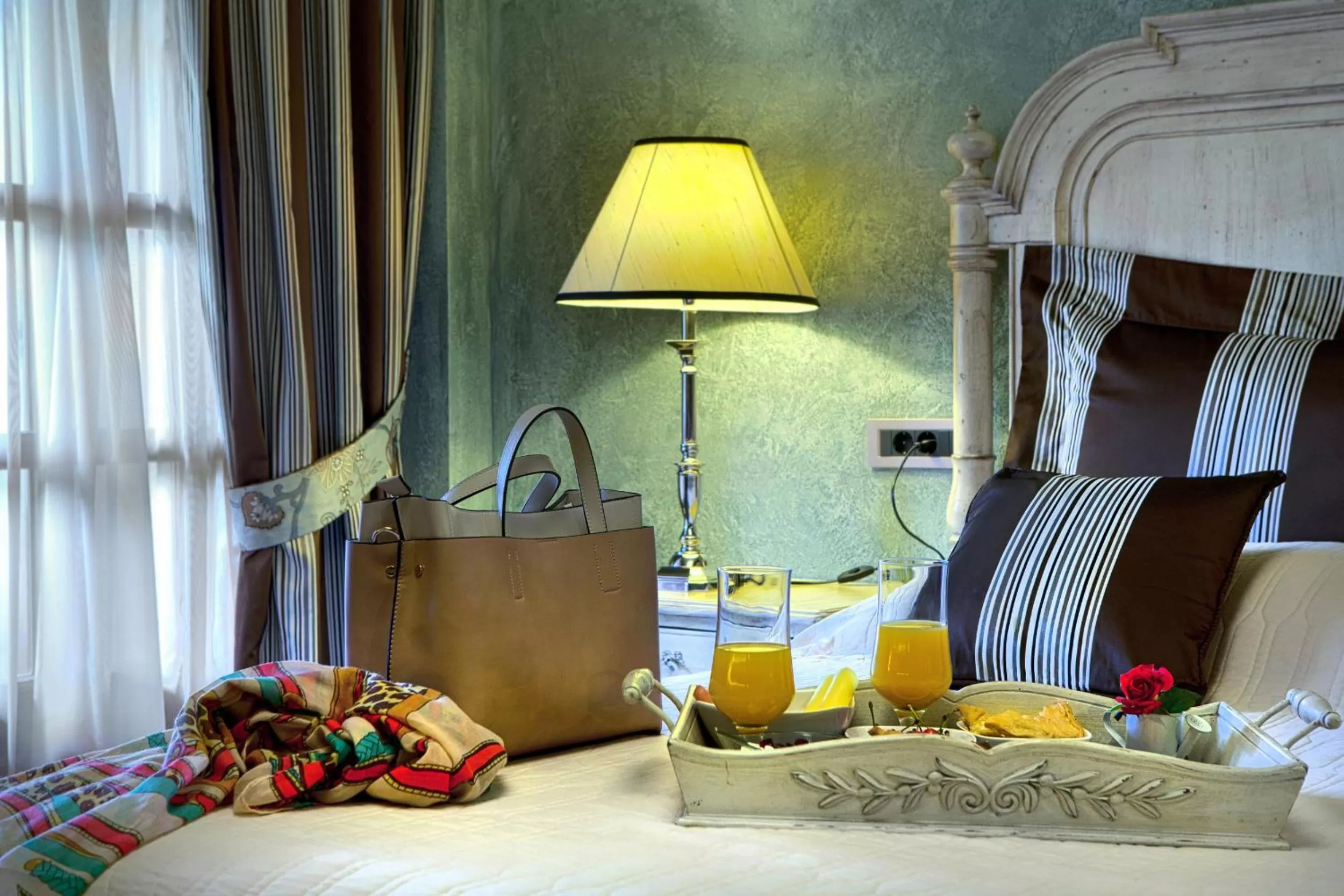 Decorative detail, Bed in AROMA DRYOS SPA & ECO Hotel