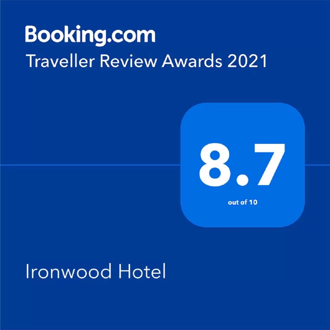 Certificate/Award in Ironwood Hotel