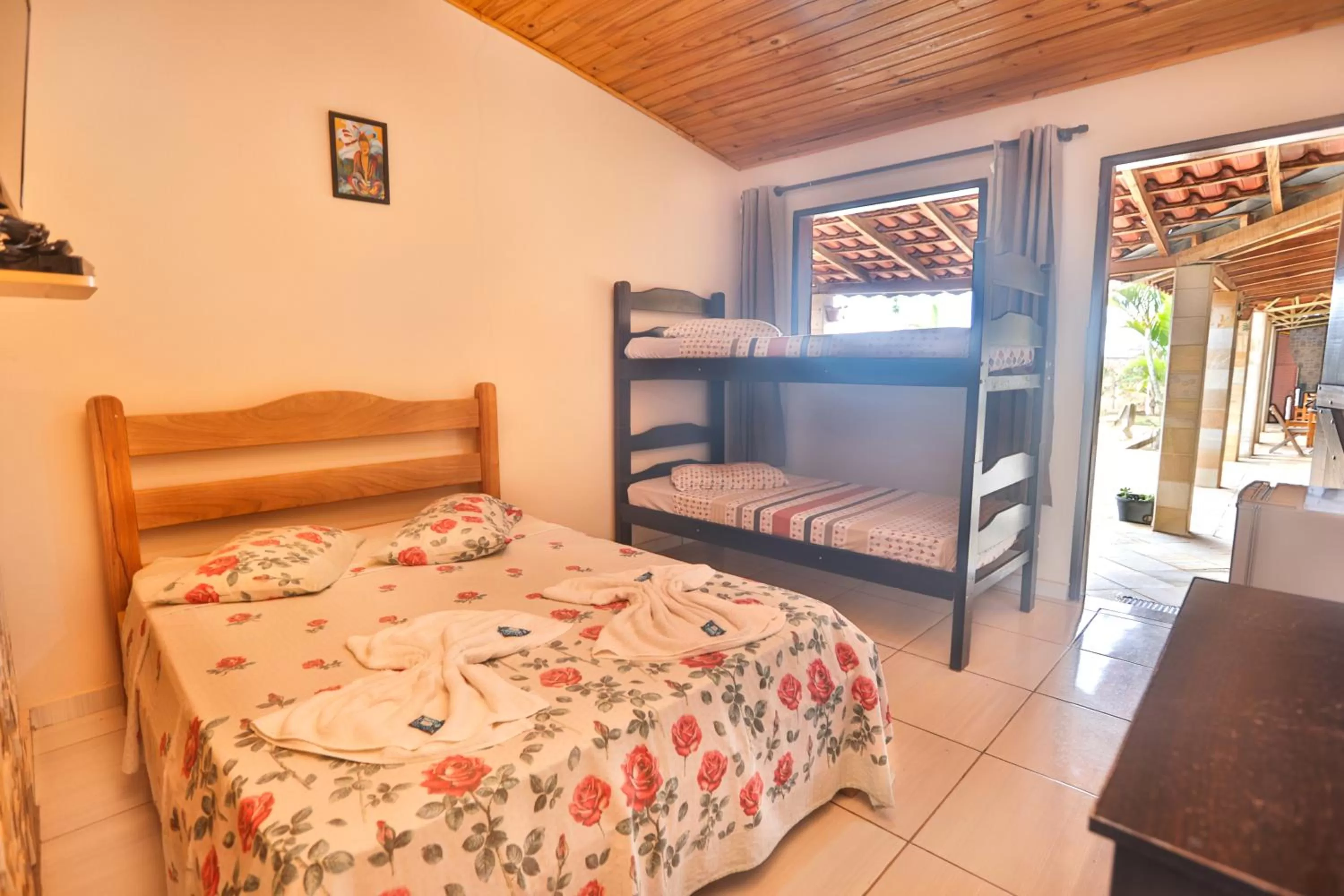 Bed in Pousada e Chales Por do Sol