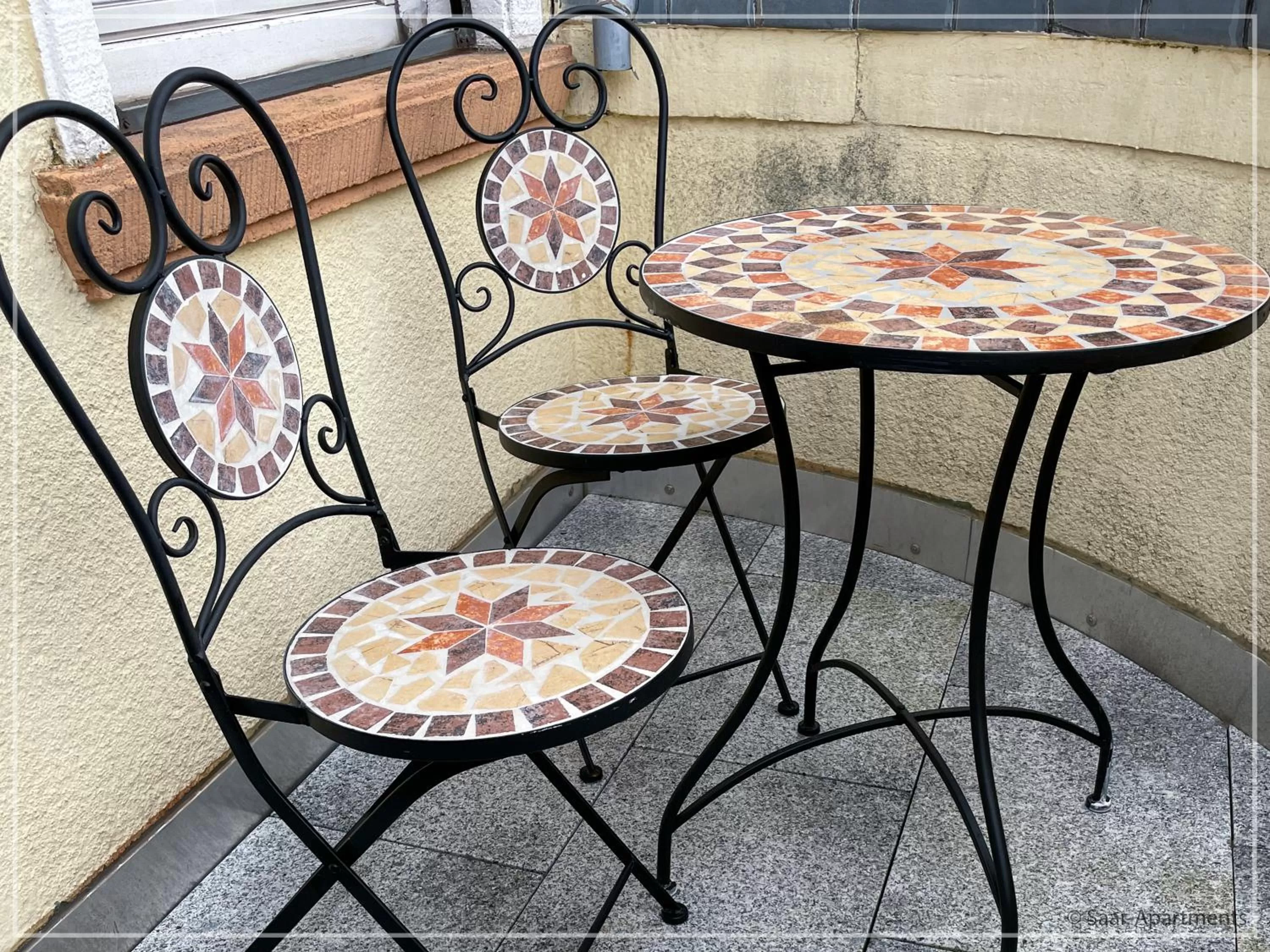 Balcony/Terrace, Seating Area in Saar-Apartments