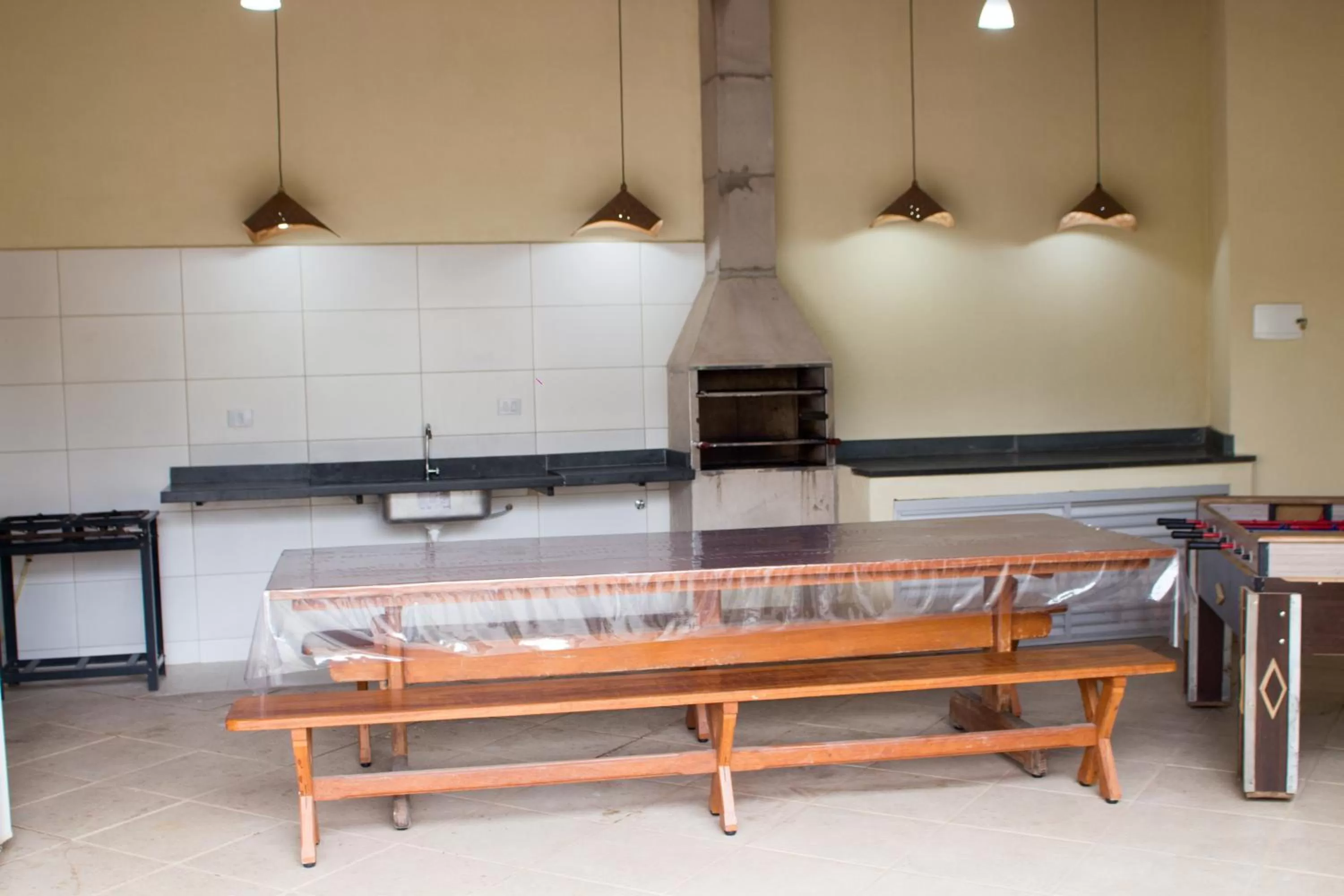 Dining area, Kitchen/Kitchenette in Pousada Ilha Vitoria