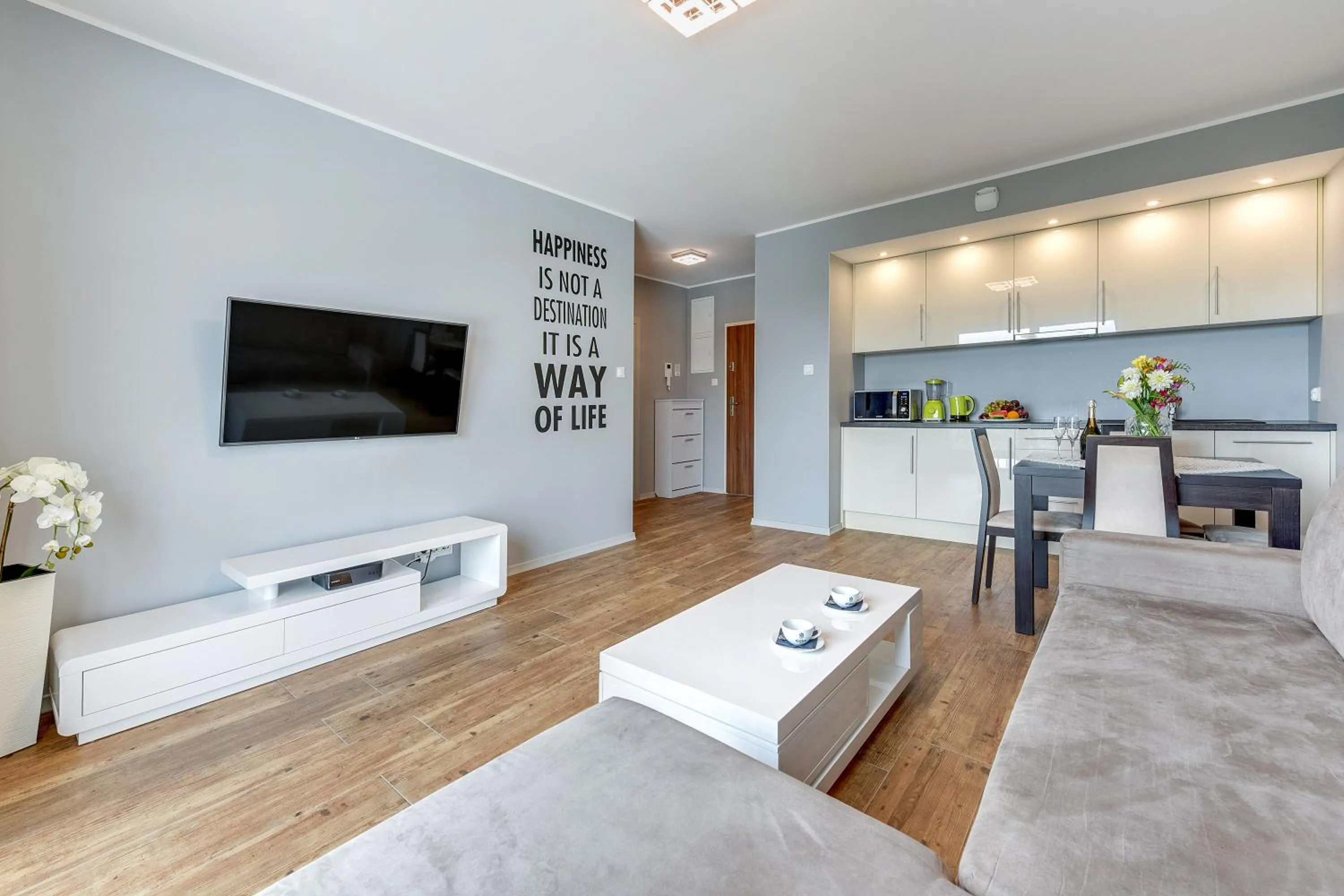 Kitchen or kitchenette in GRANO APARTMENTS Gdańsk Motława SPA & Wellness