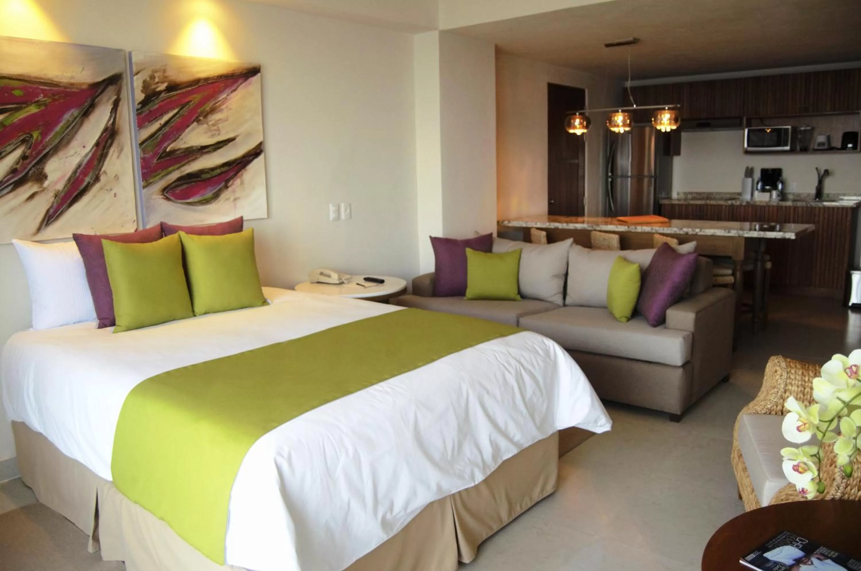 Kitchen or kitchenette, Bed in Almar LGBT Luxury Resort