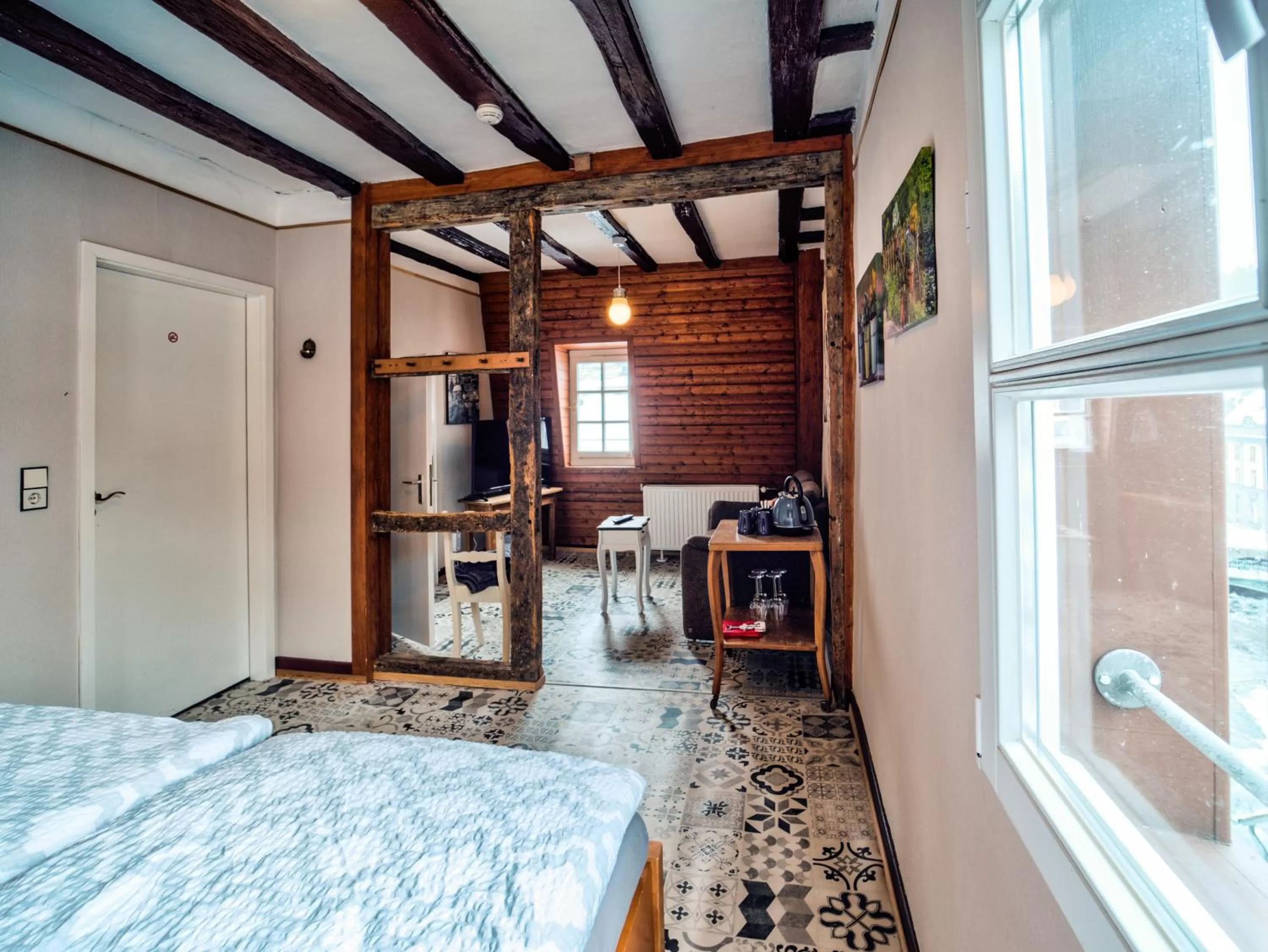 Living room, Bed in Haus Stehlings