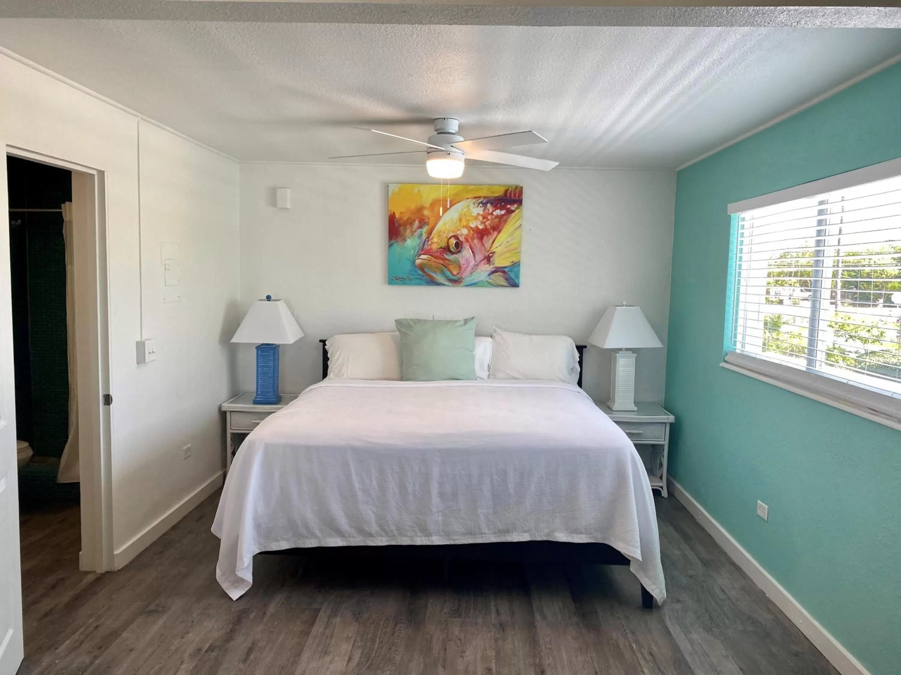 Bed in Drop Anchor Resort & Marina