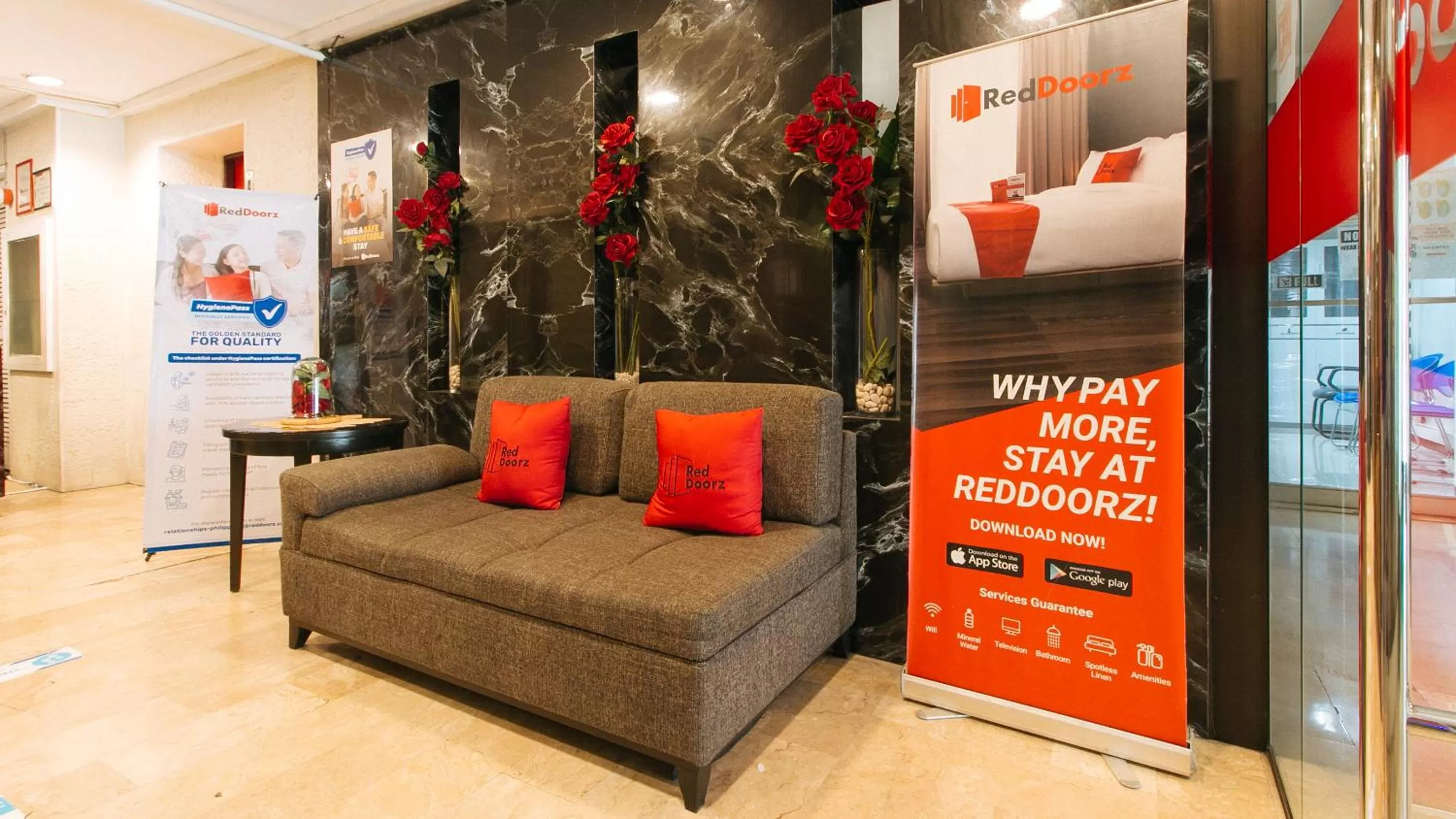 Seating area in RedDoorz Premium near Greenbelt Makati - Vaccinated Staff