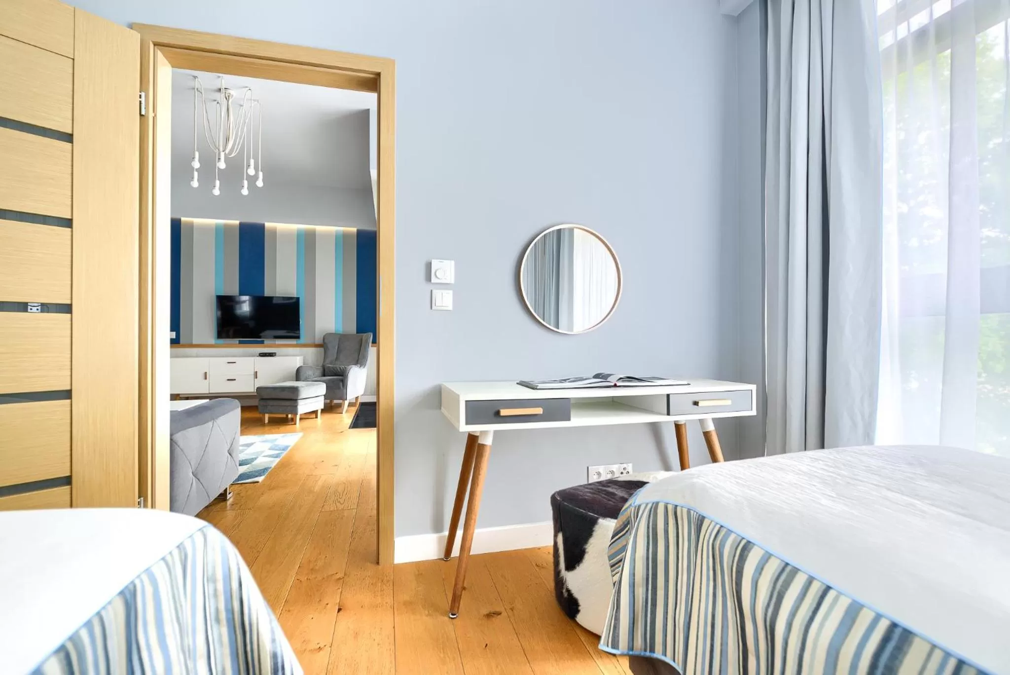 Bed, TV/Entertainment Center in Dune Resort Mielno - A