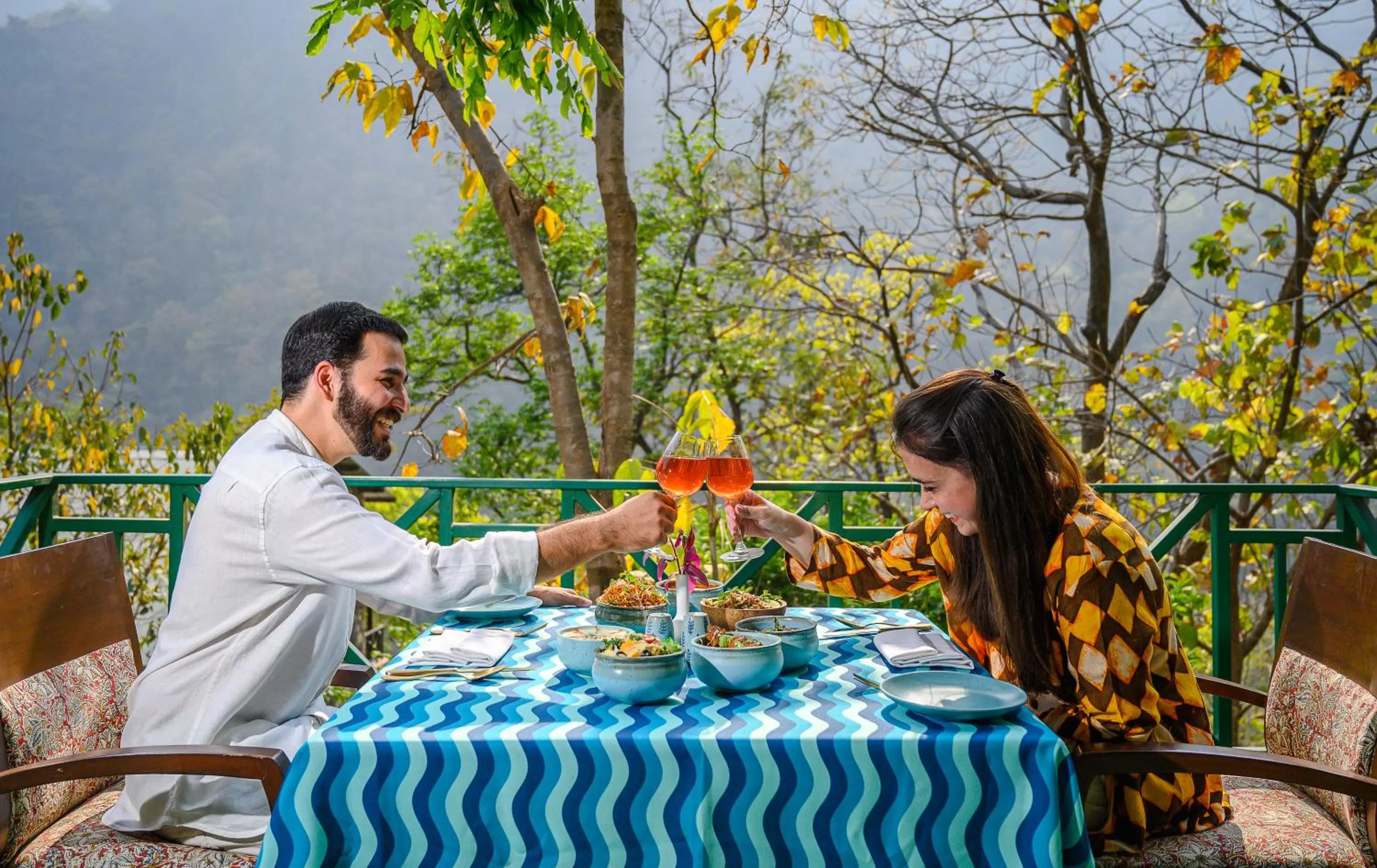 Food and drinks in Neemrana's Glasshouse on the Ganges